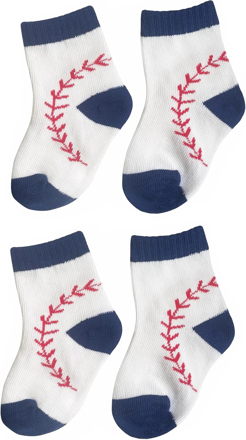 BAICAIYU Baby First Birthday Baseball Socks 2 Pcs Boys and Girls Newborn Socks Medium Tube Cute Baby Baseball Outfit