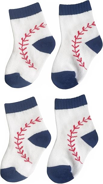 BAICAIYU Baby First Birthday Baseball Socks 2 Pcs Boys and Girls Newborn Socks Medium Tube Cute Baby Baseball Outfit
