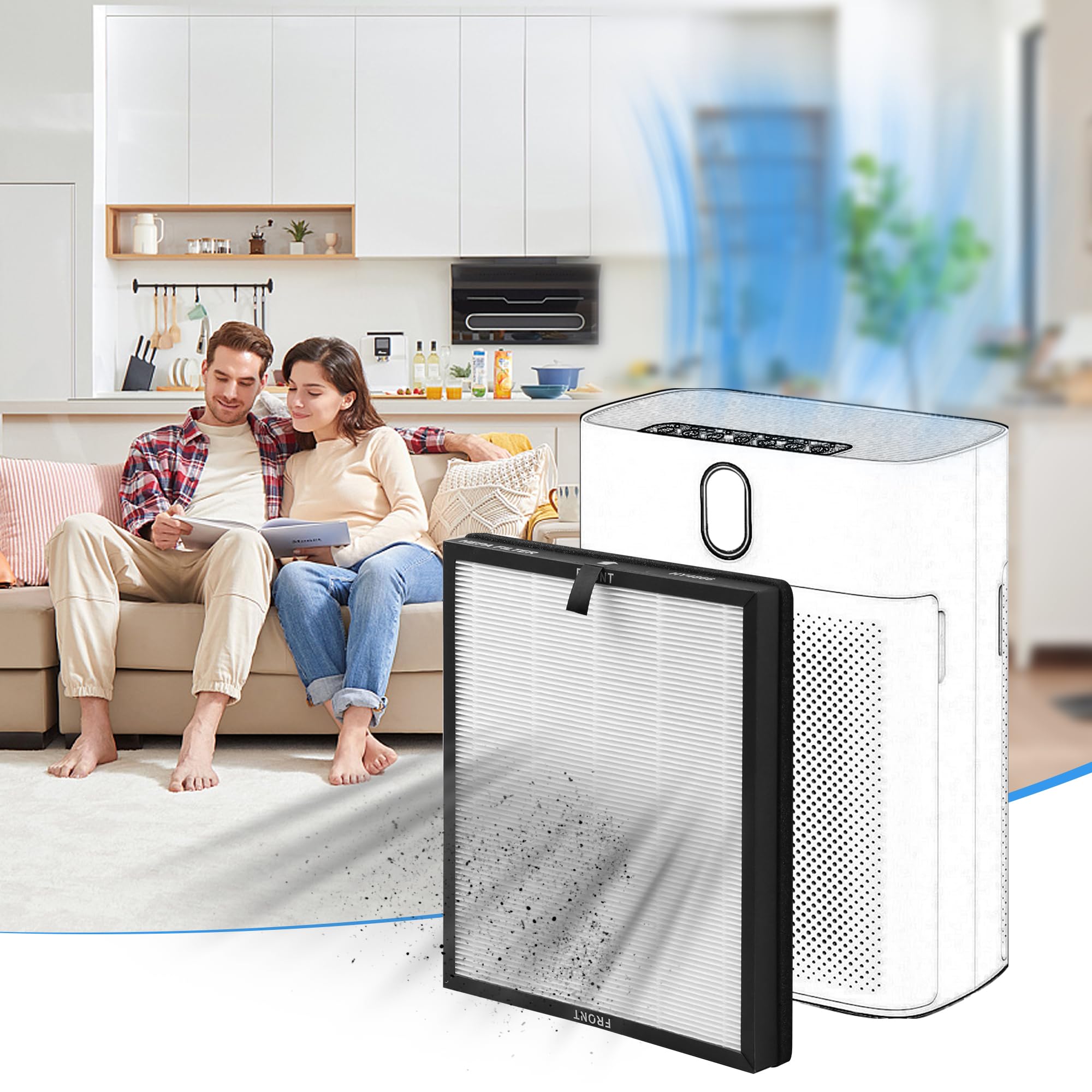 6 paquetes de filtros de repuesto H13 True HEPA y carbón activado para purificadores de aire MORENTO HY4866, WESTHEY HY4866, YIOU M1 y FETIONS FT5000