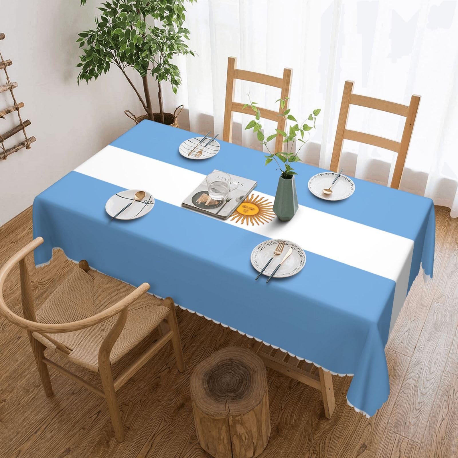 HLBSDM Argentine Flag Print Rectangle Washable Tablecloth Decorative Table Cover for Dining Table Buffet Parties