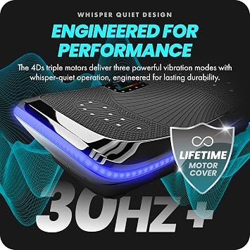 Bluefin® 4D Vibration Plate Exercise Machine for Weight Loss, Muscle Recovery & Lymphatic Drainage, 3 High-Performance Motors with Resistance Bands & Pull cords for a Full Body Workout