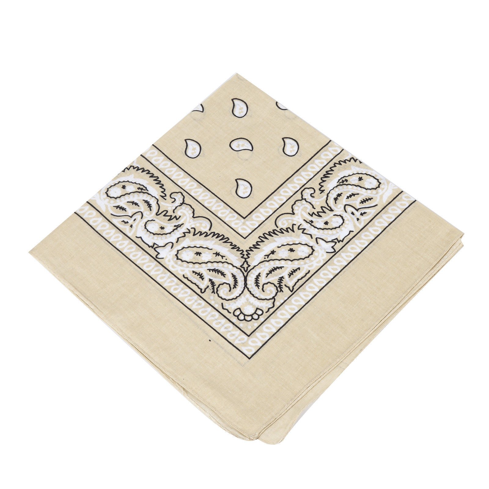 Bargain Village Men's Beige [Uk Seller] /Wo's Bandana Head Scarf Neck Scarves Paisley 100% Cotton (Beige)