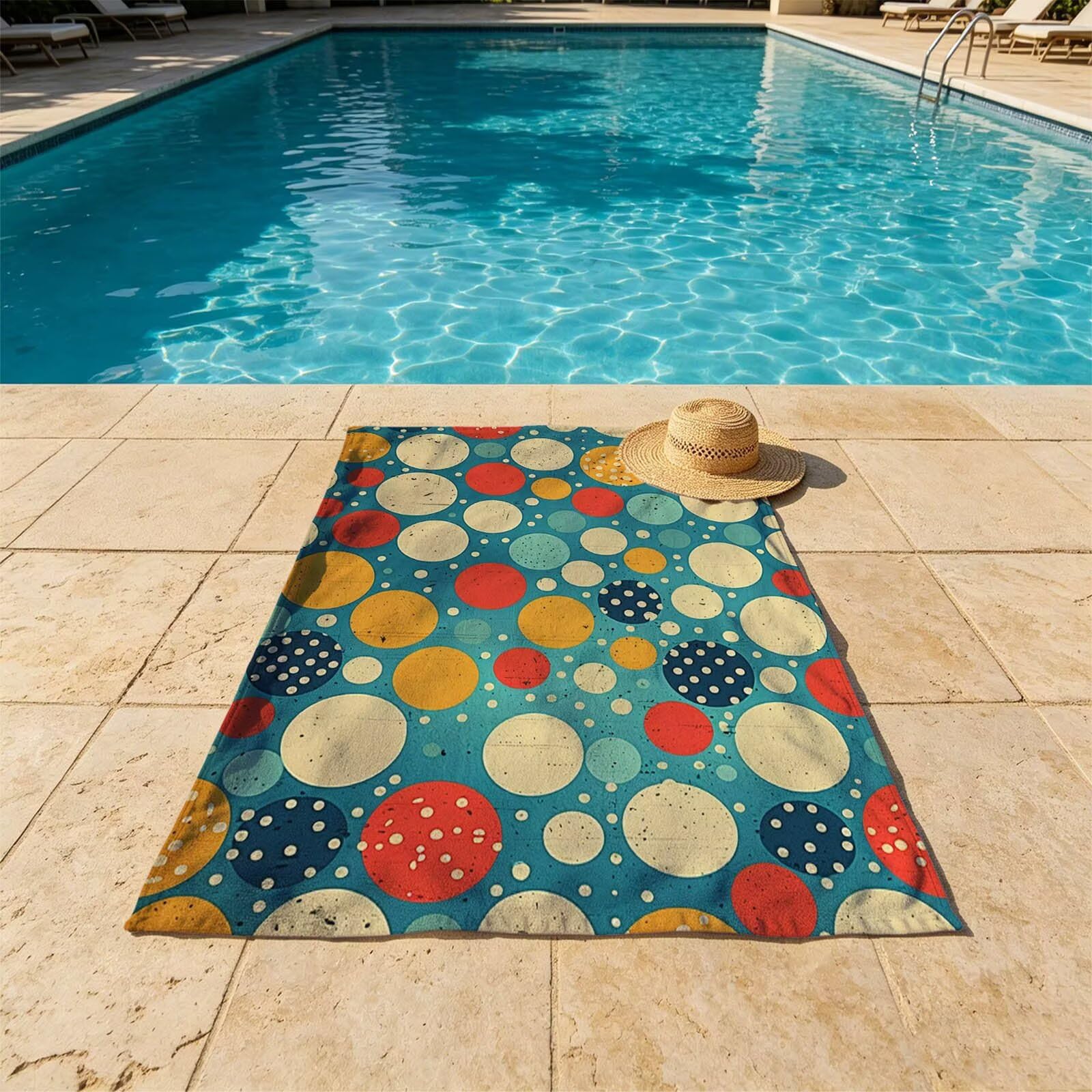 Toalla Playa Grande 220x160 Vacaciones Accesorios Viaje, Toalla Playa Redondo Suave Cómodo Secado Rápido, Sencillez Toallas Baño Grandes 160 x 220cm para Yoga Fitness Natación Sauna Baño XTLS-1706