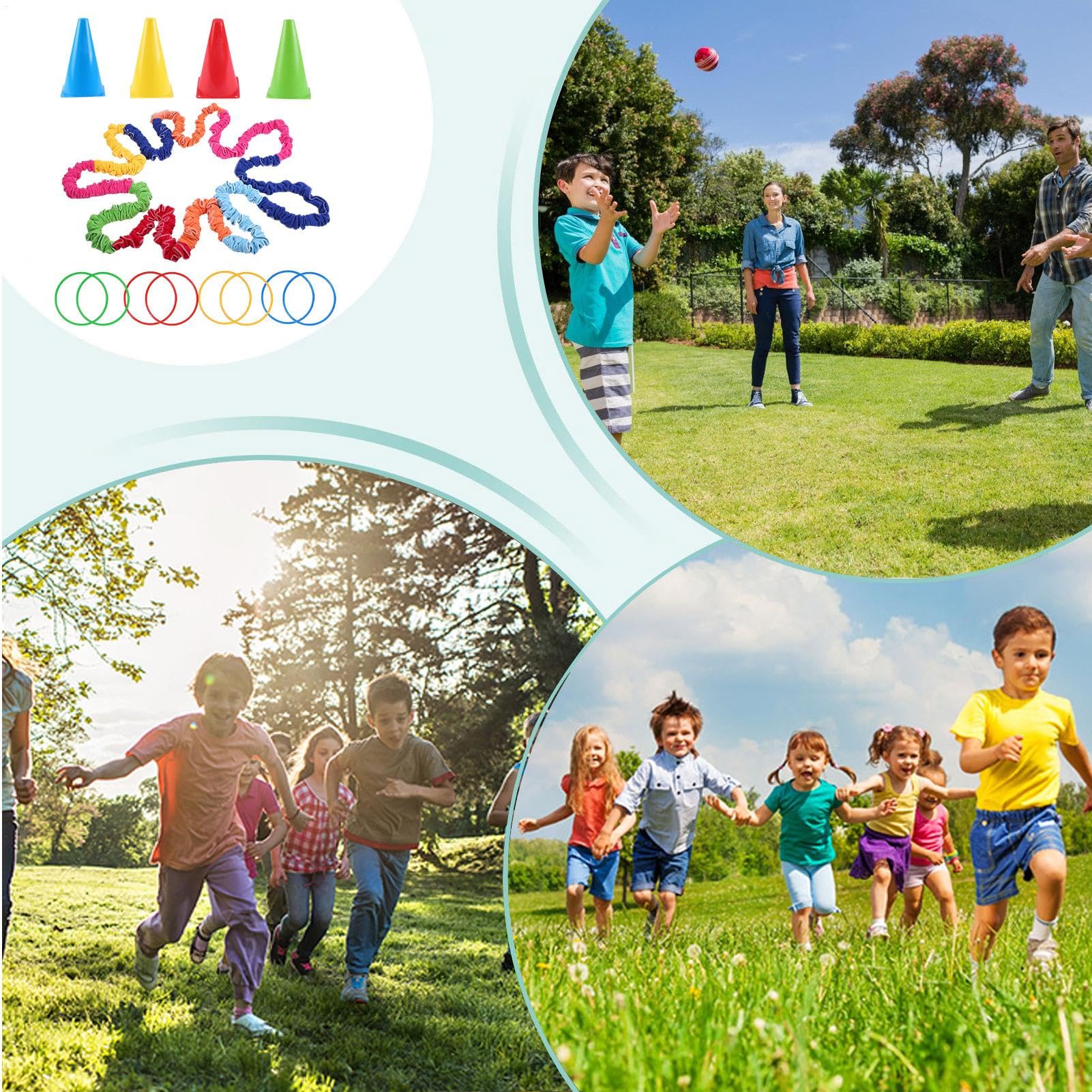 Bands Extensibles pour Les, Groupe Extensible élastique - Équipement d'activité des Accessoires Stress,Activités de Coordination des Moteurs pour Le Plein air, l'école, Le Parc, Le Jardin