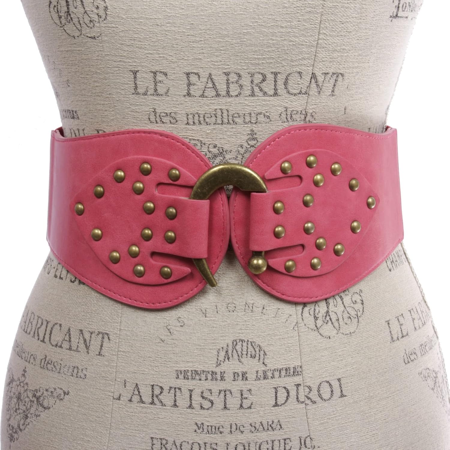 Beltiscool Women's 4" Wide High Waist Elastic Stretchy Studded Hook Belt