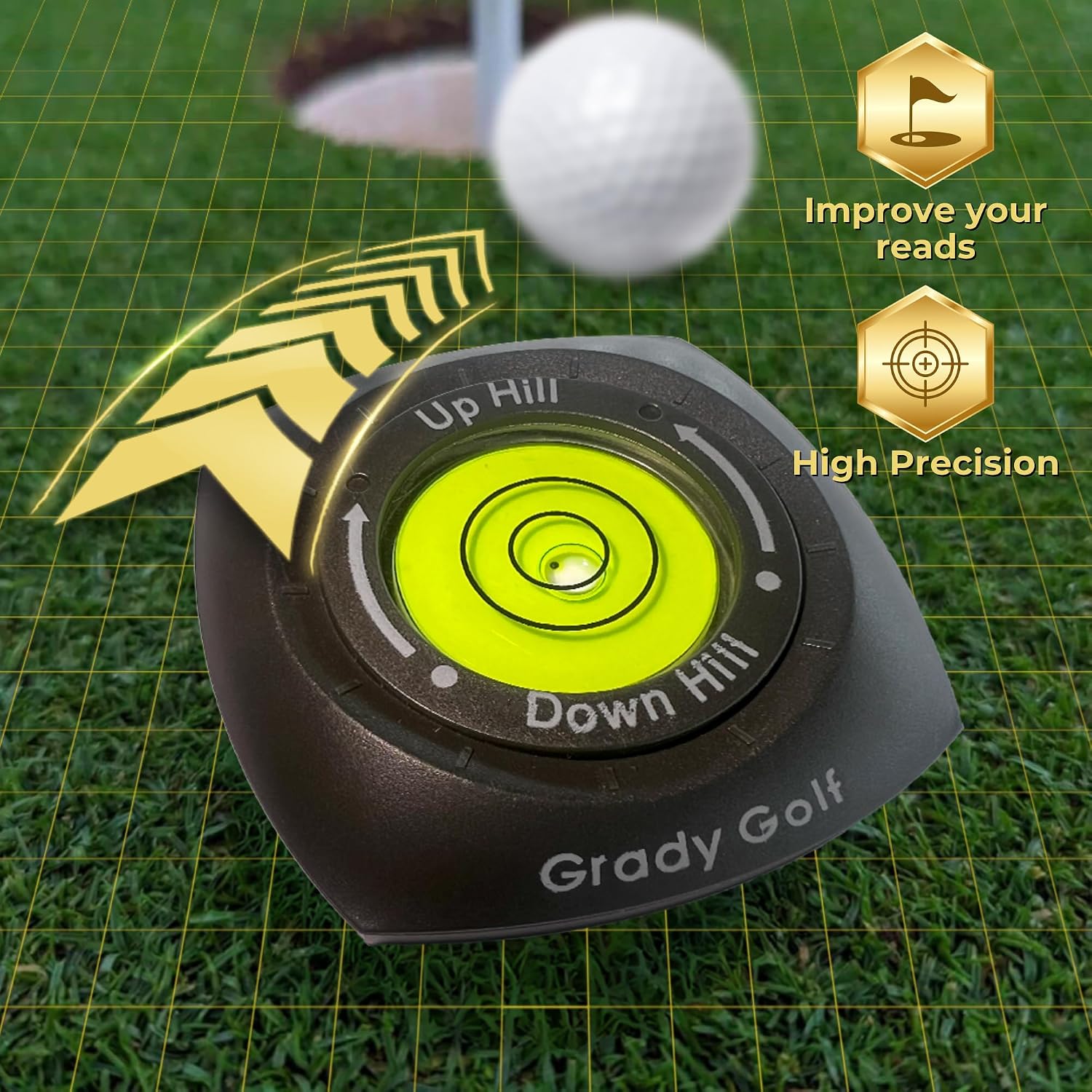 Golf Green Reader and Magnetic Golf Ball Marker with Level - Golf Training aid with Ball Marker Level to Improve Your Golf Practice. Putting Trainer for The Perfect putt and Golf Gift image 3