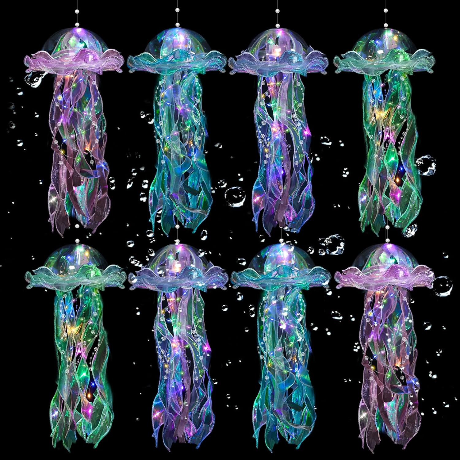 Jellyfish Lanterns - 8 Pcs Jellyfish Party Decorations, Hanging Jelly Fish Lanterns for Mermaid Theme Party Under The Sea Ocean Birthday Decoration & Gifts for Women Girls Baby (4 Colors)