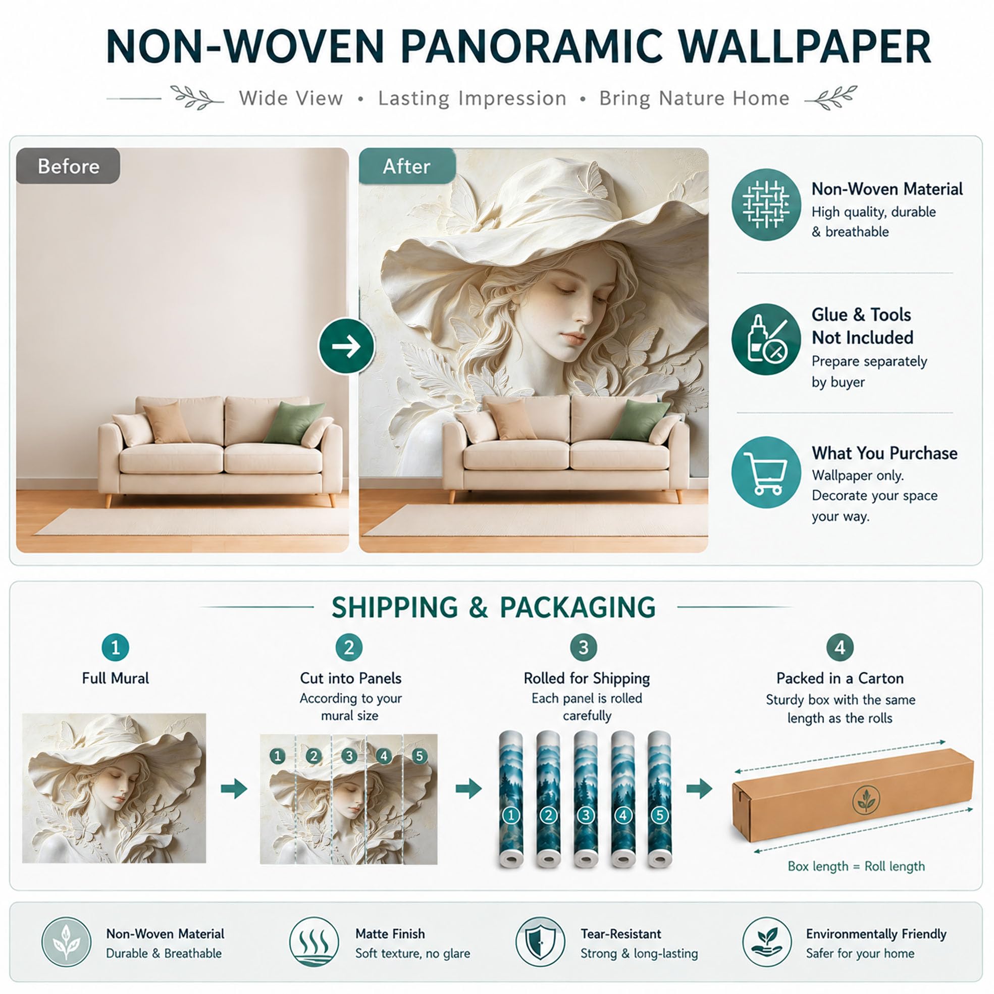 Papel Pintado Fotográfico En Relieve 3D De Una Dama Con Sombrero Y Mariposa 250 × 175 Cm Elegante Escultura De Mujer Mural De Pared No Tejido Papel Pintado De Arte Clásico Personalizado Para Dorm