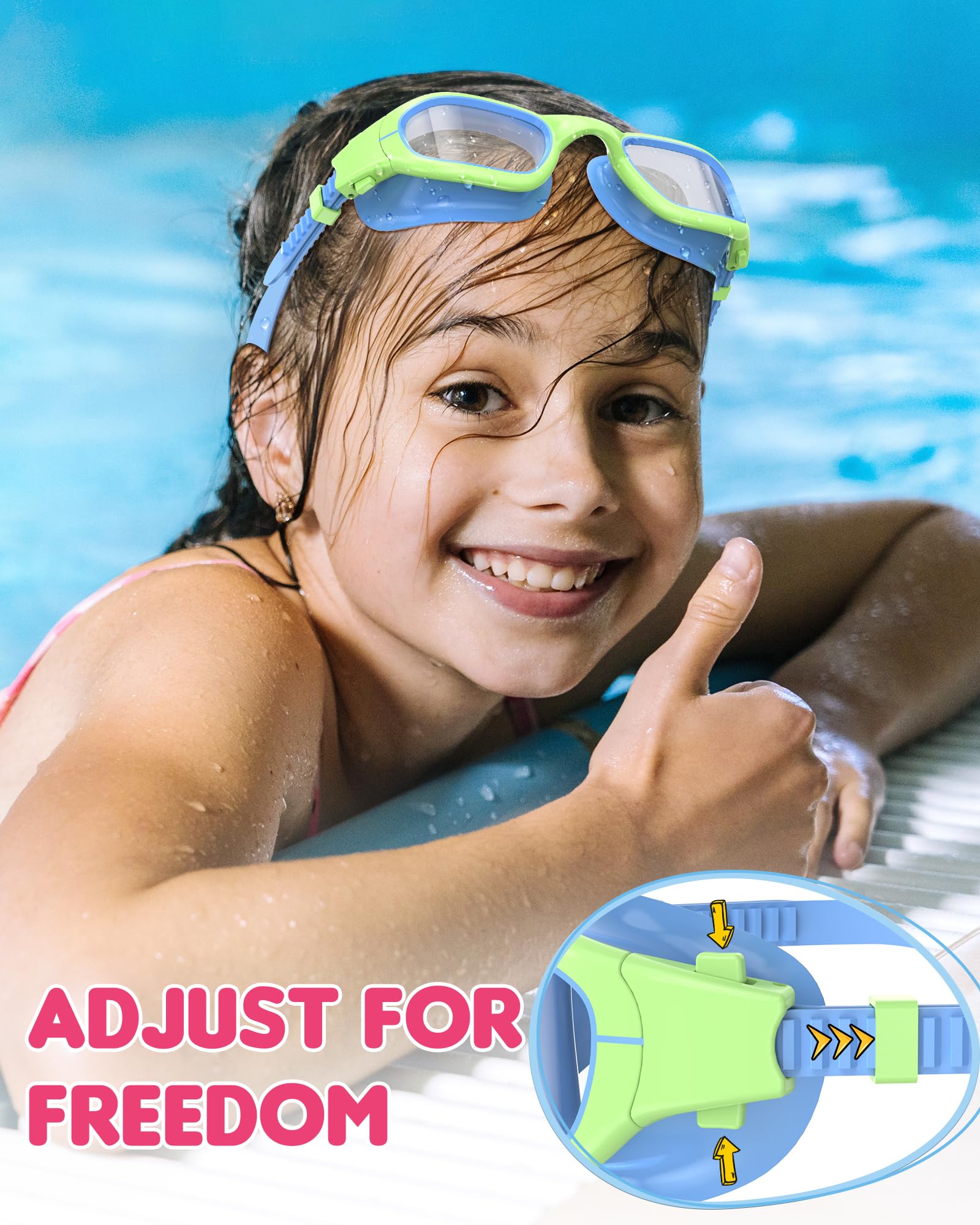 Zeligerstar Kids Swimming Goggles, Swimming Goggles for Kids 6-14, Anti Fog, UV Protection, No Leaking Wide Vision for Boys Girls - Image 4