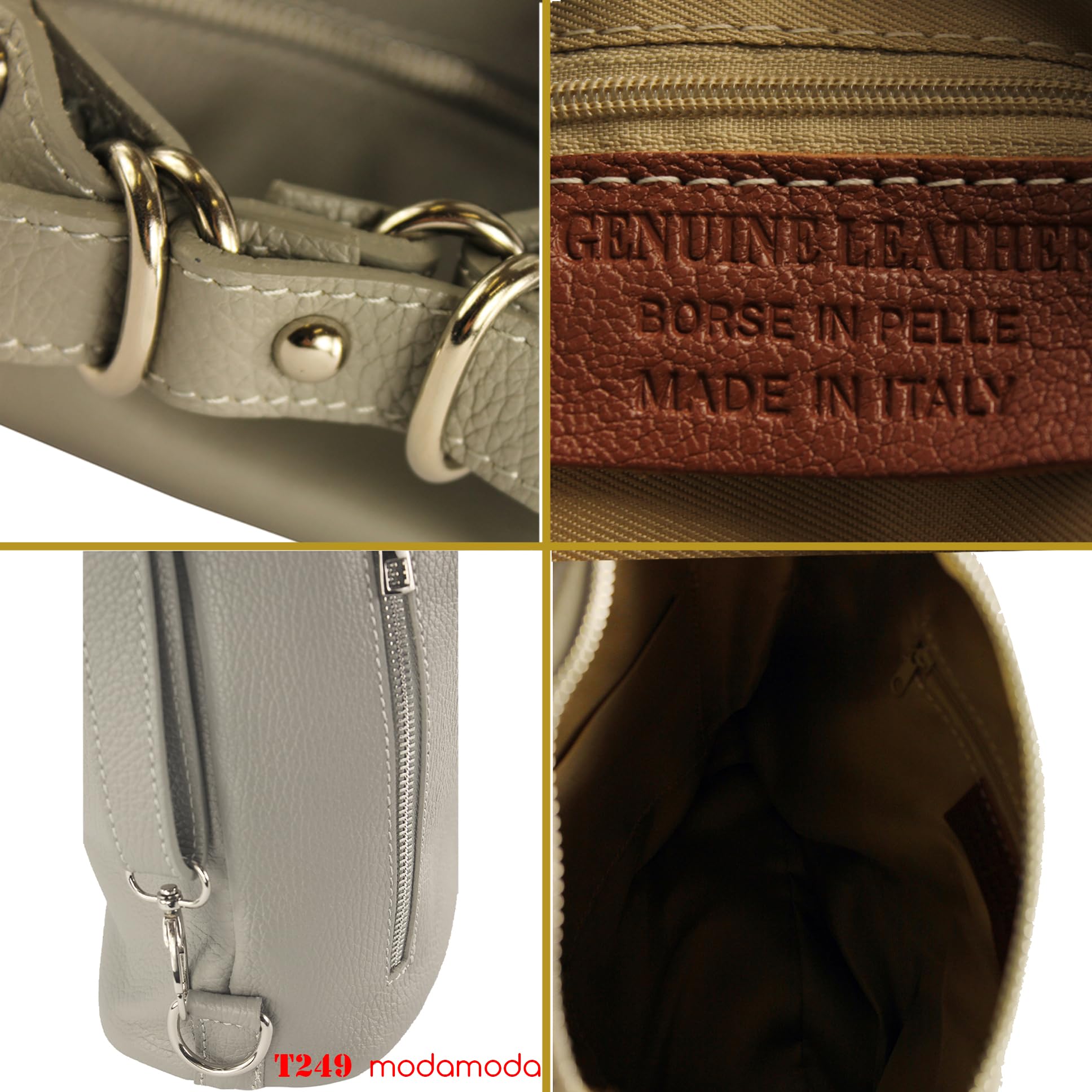 modamoda de T249 Damen Leder Rucksack Schultertasche 2in1, handmade in Italy