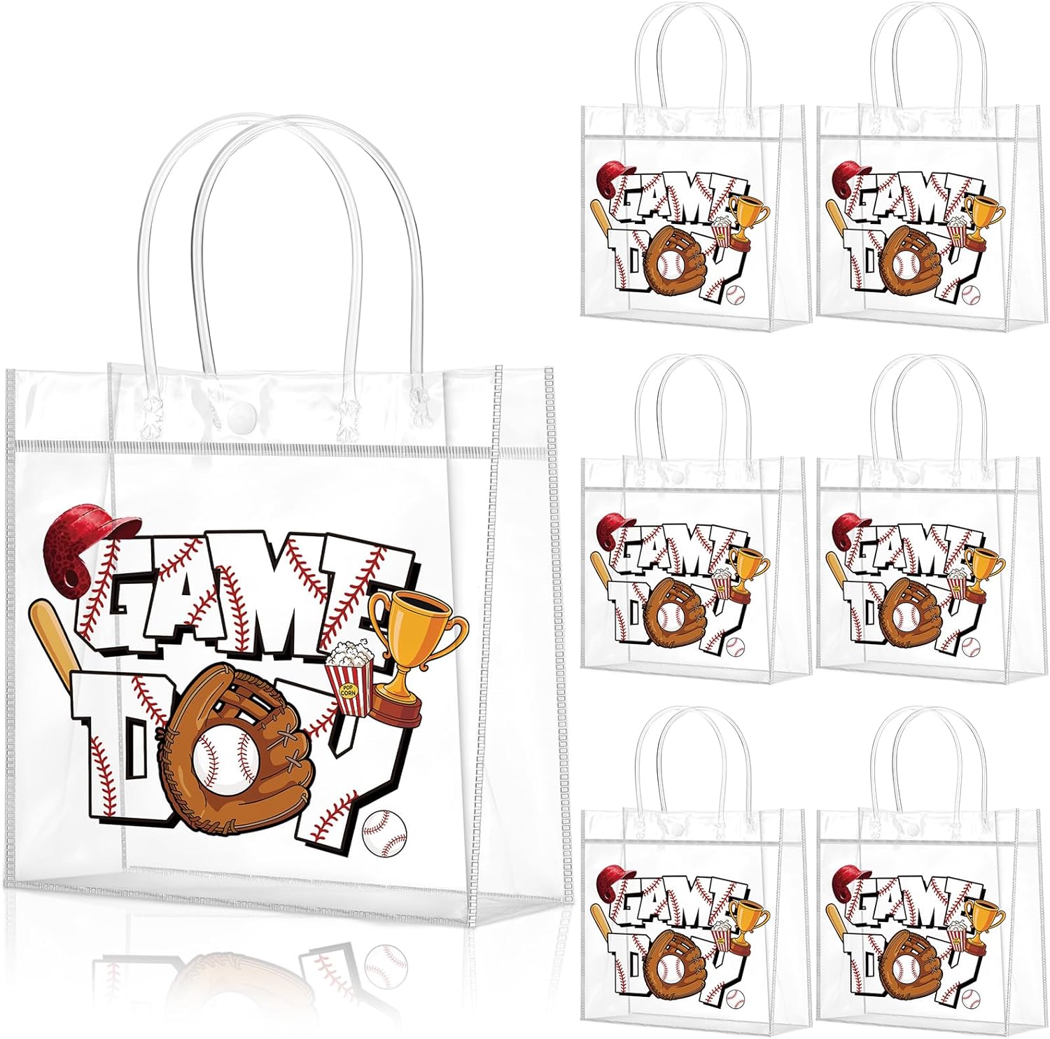 20 Pcs Baseball Gifts Bags with Handles Reusable Baseball Goodie Bags for Team Candy Birthday Party Supplies 8 x 8 x 3.15''