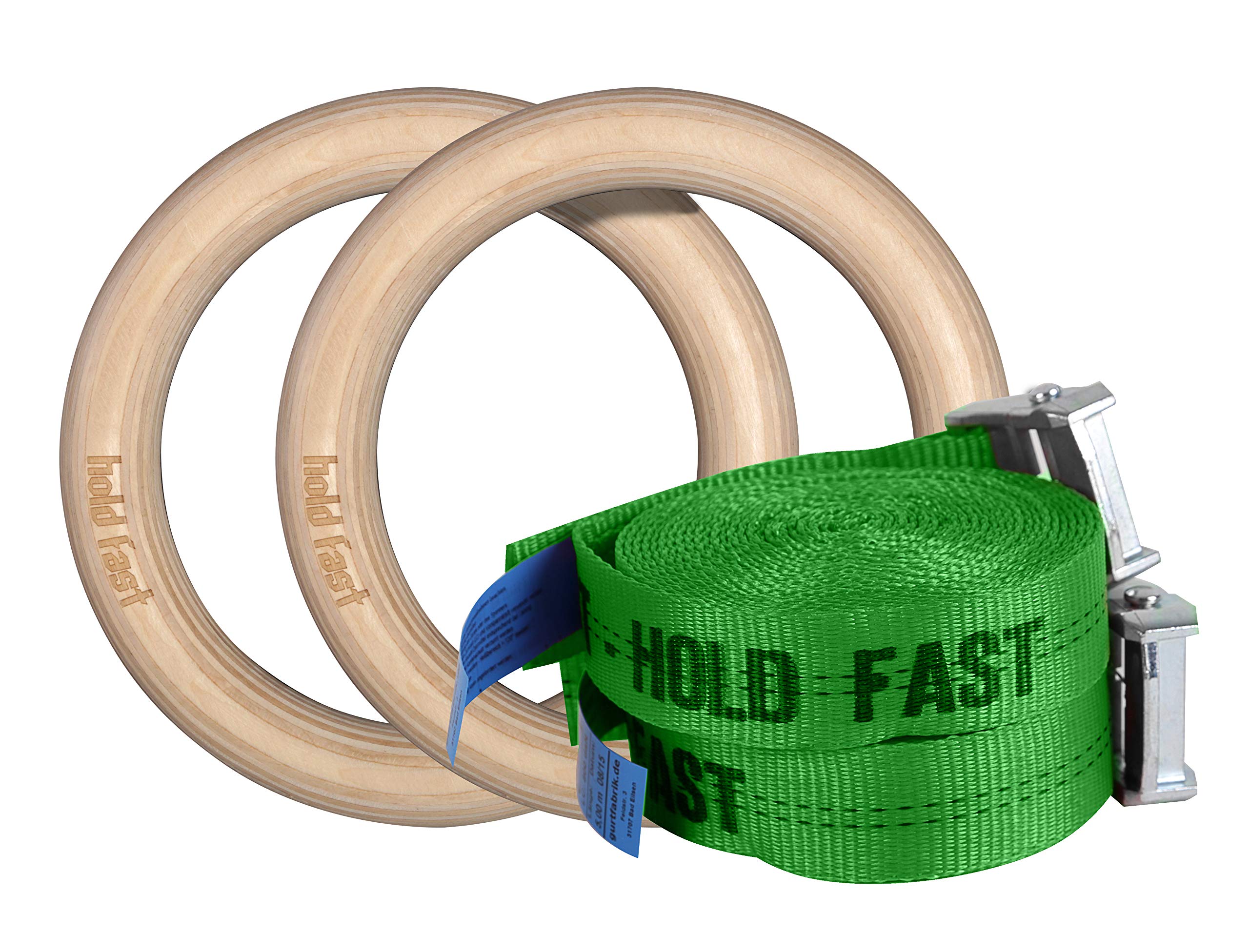 Hold Fast Gym Rings - Anelli in legno con cinghie regolabili, per crossfit, fitness, ginnastica, allenamento