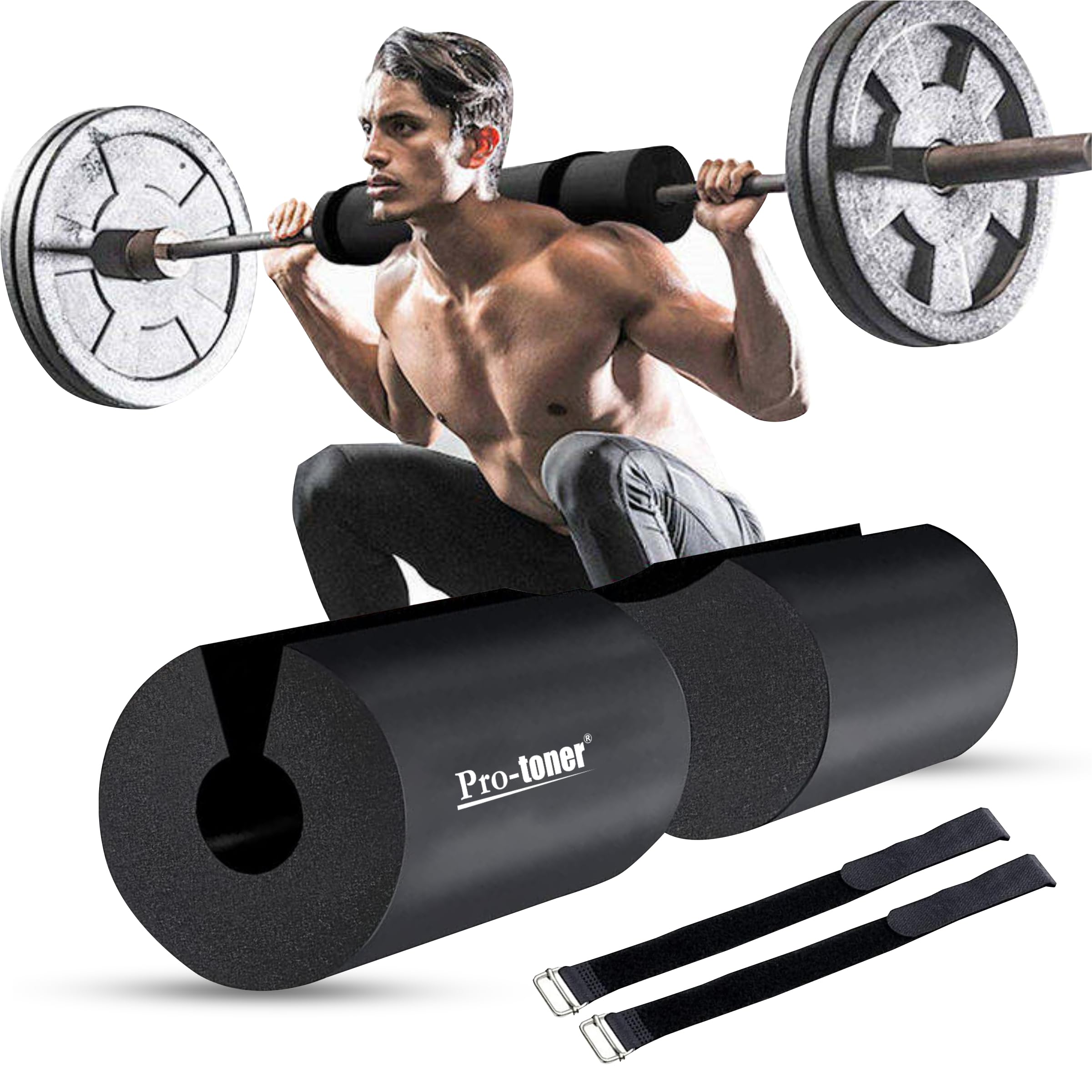 Protoner Barbell Squat Pad, Weight Training Cushion, Black-image-45