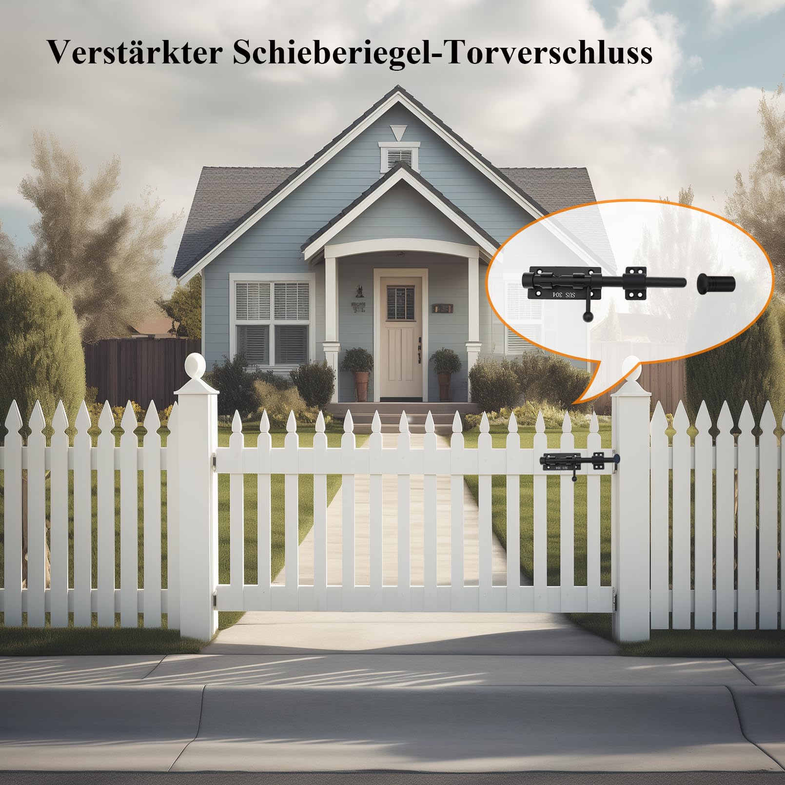 Schiebebolzen Torriegel Verdickter Schwerlast Türriegel Verschluss 304 Edelstahl Bolzenriegel Schwarz Massiver Torverschluss Türverriegelungen mit Schrauben und Staubschutzbehälter
