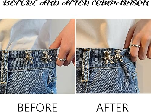 Miniatura 3 de Juego de 8 pines de botones ajustables sin coser, ajustador de botón perfecto para jeans, pantalones, faldas, ropa (plata + cobre)