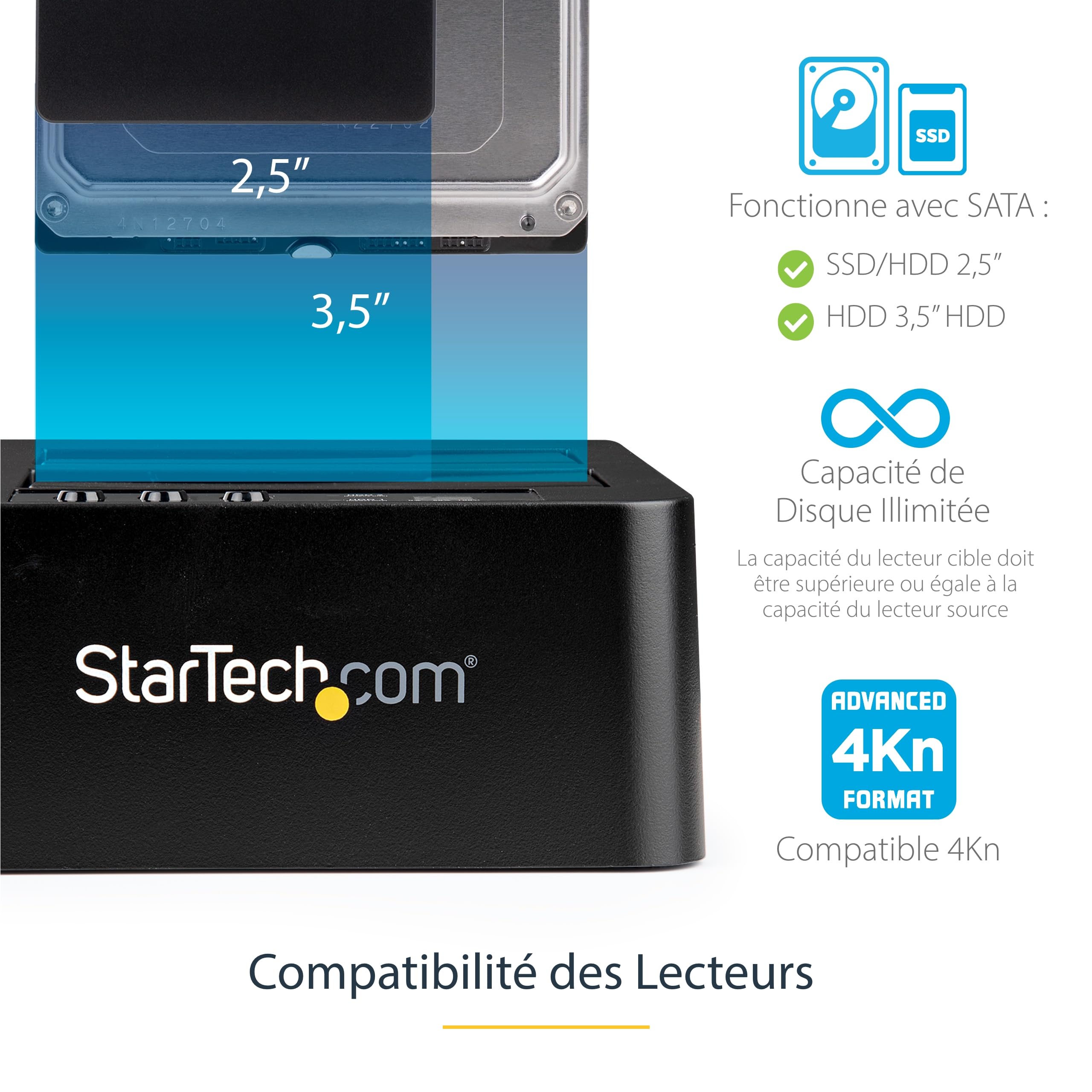 Station D'accueil StarTech SATDOCK4U3RE – Duplicateur Disque Dur SATA/IDE 1:3