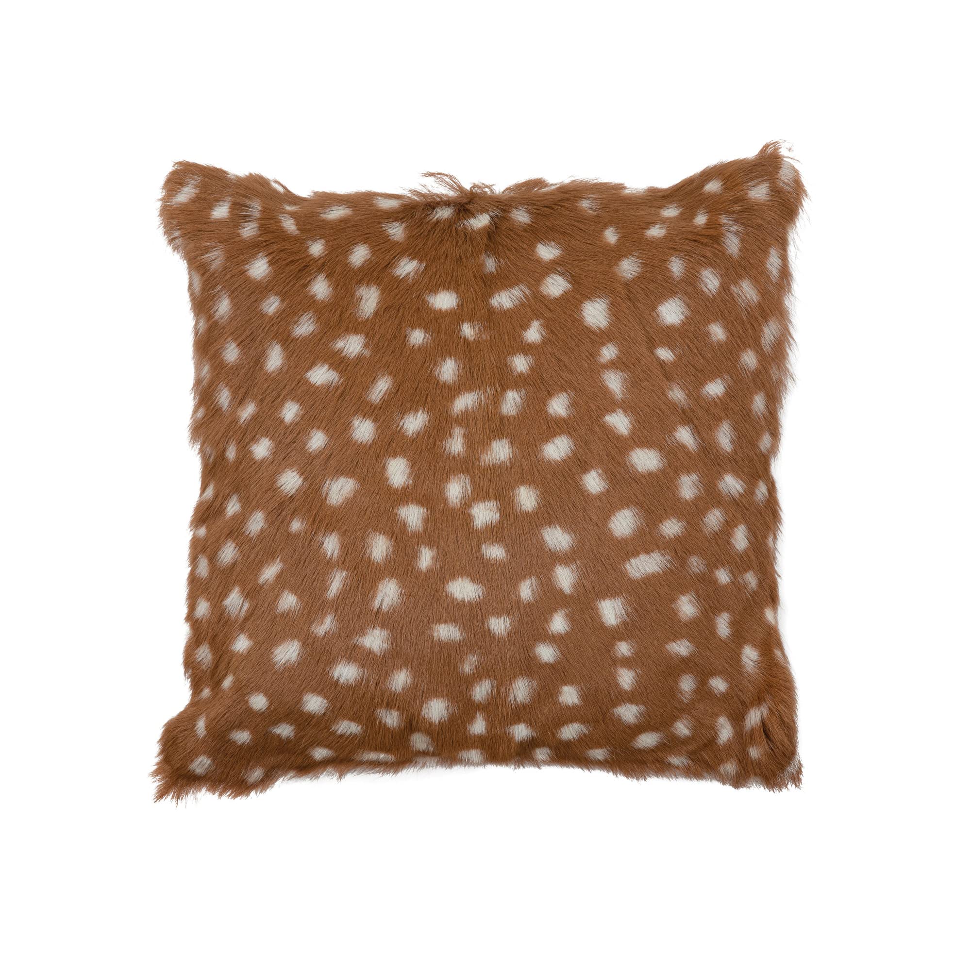 Creative Co-Op Goat Fur Cushion Pillow, Brown & White