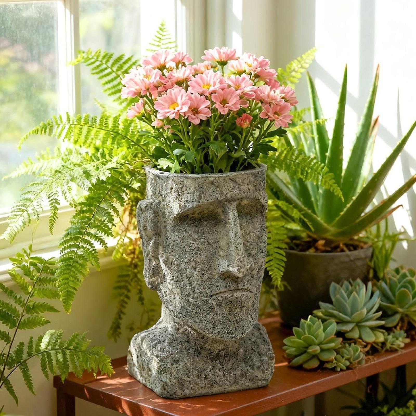 Vaso per Piante a Forma di Testa, Vaso per Fiori con Volto Umano, Regalo per Donne E, Resina, Decorazione per La Casa, Scultura per Giardino E Balcone