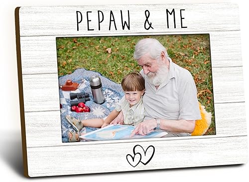 Pepaw Gifts - Marco de fotos de 4 x 6 pulgadas, marco de fotos de madera Pepaws, Navidad, Día del Padre, regalos de cumpleaños para Pepaws de