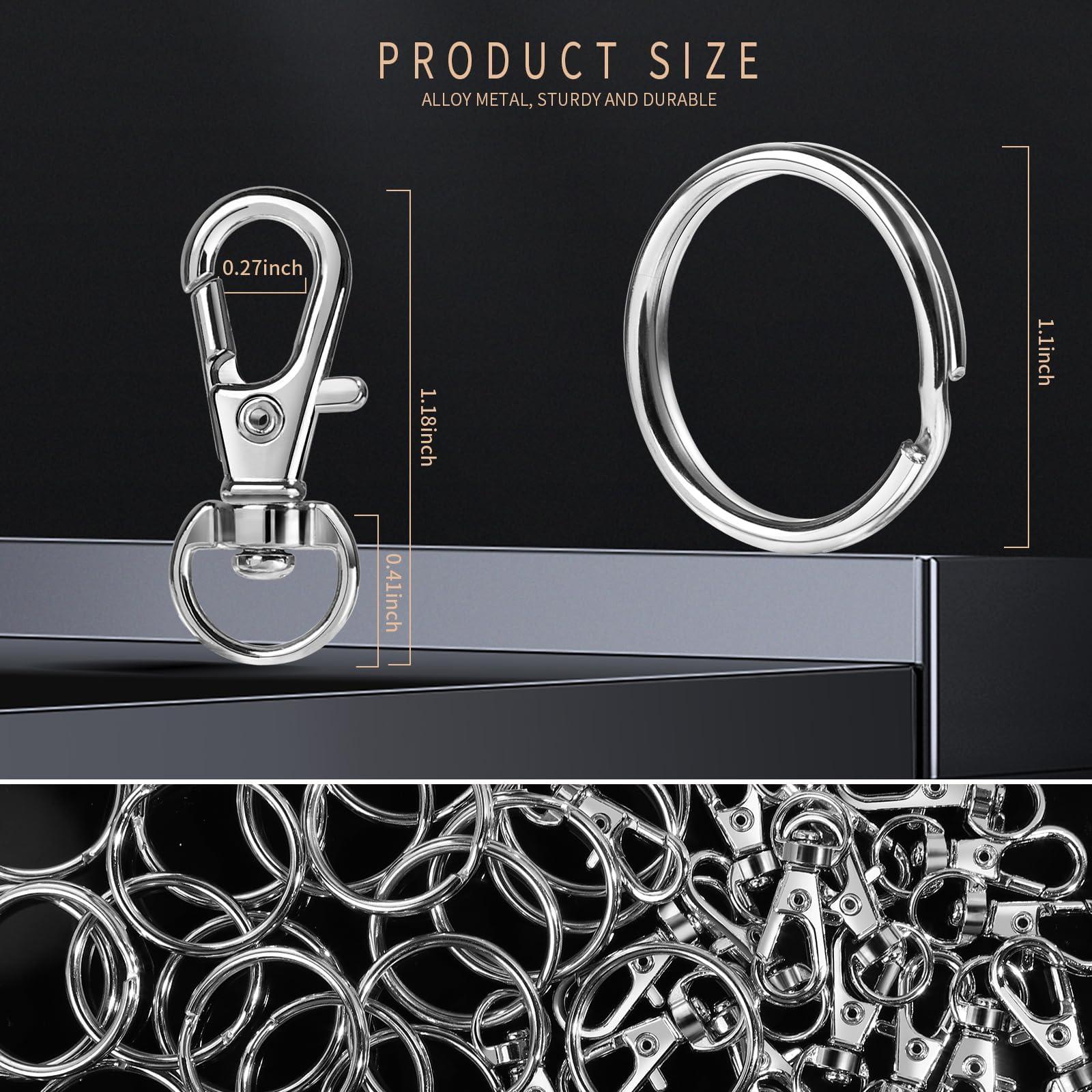 40 PCS Swivel Lobster Clasps, Key Ring Hoop, Keyring Making Kit 20pcs Lobster Clasps and 20pcs Keyring - Image 3