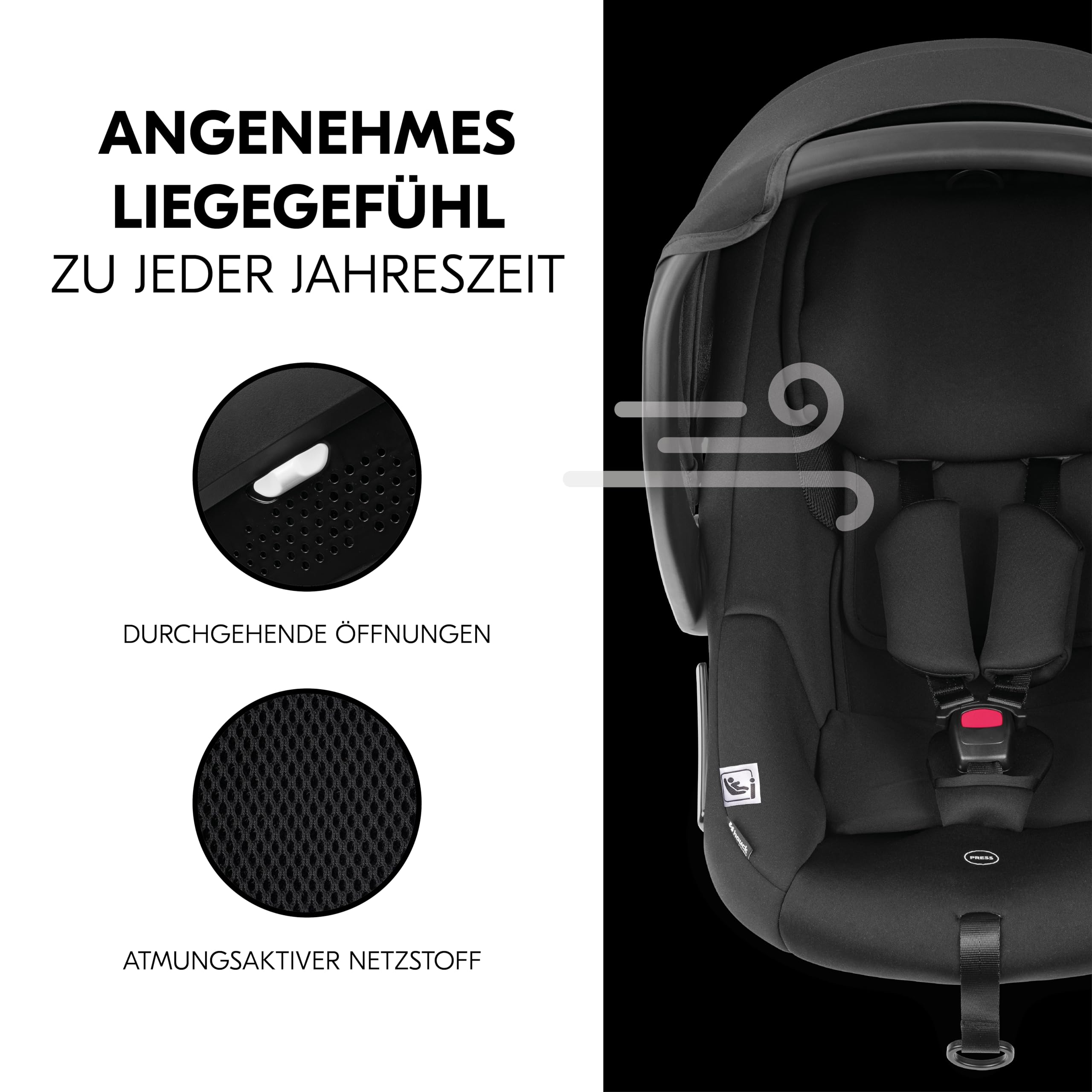 hauck 3in1 Kinderwagen Set Saturn R mit Babyschale, Babywanne & Buggy Sitz mit Liegefunktion, ab Geburt bis 22 kg, zusammenklappbar - Melange Schwarz