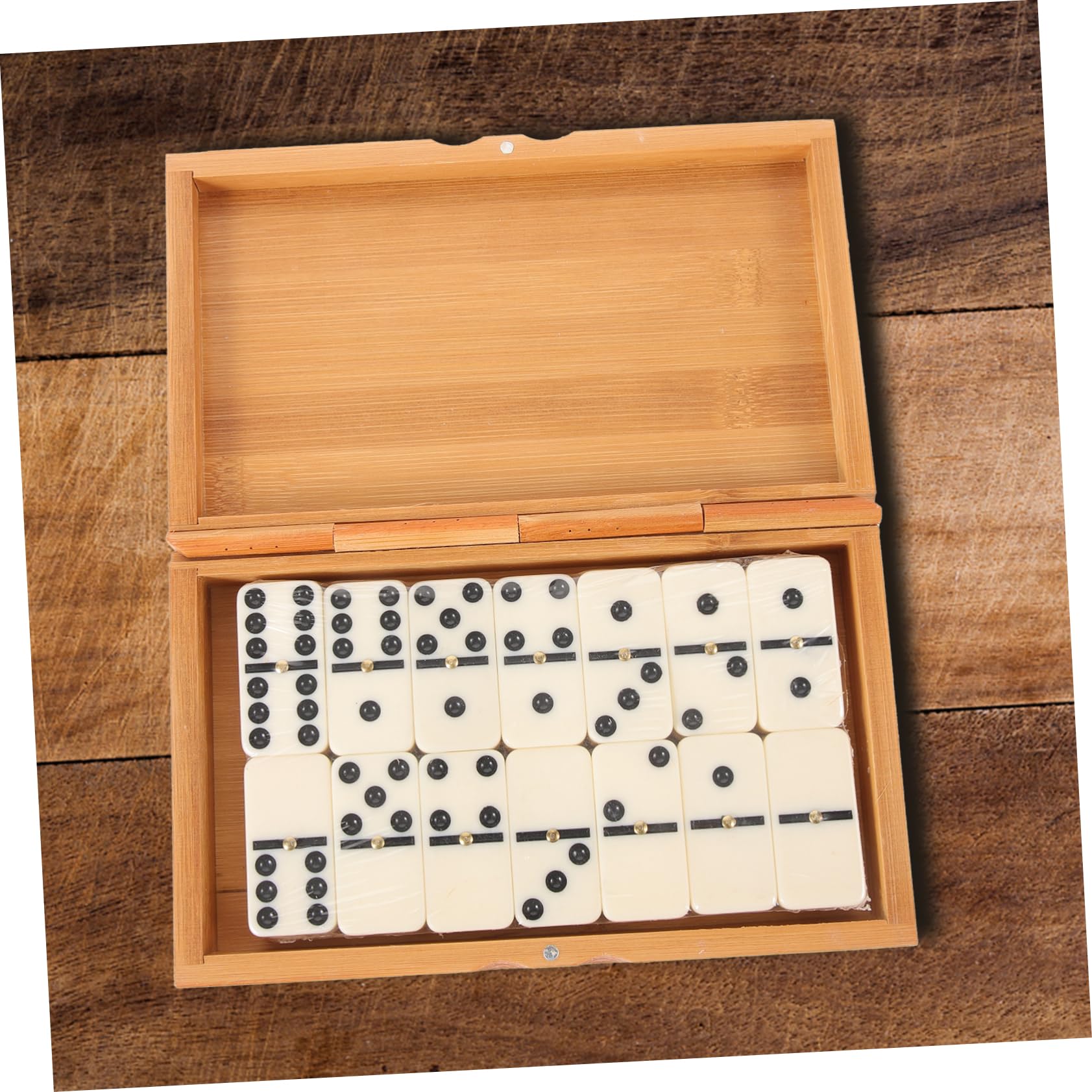 BESPORTBLE Jeu De Dominos en Bois Interactif pour Adultes Et Garçon Et Filles│boîte en Bambou Vintage│Jeu Éducatif Et Amusant│ Soirée Famille Et Jeu De Société│1 Coffret Domino Classique Et Solide