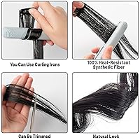 Vista 5 de Extensiones de cabello sintético de 22 pulgadas, extensiones de cabello sintético largo y lacio con clip, extensiones de cabello sintético para Negro