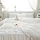 GETIYA Fluffy Seersucker Bed Linen, 135 x 200 cm, Elegant White Bed Linen, Girls, Women, Aesthetic Ruffle Bed Linen, Microfibre, Plain Duvet Cover, Single Bed with 1 Pillowcase 80 x 80 cm Product Image 4