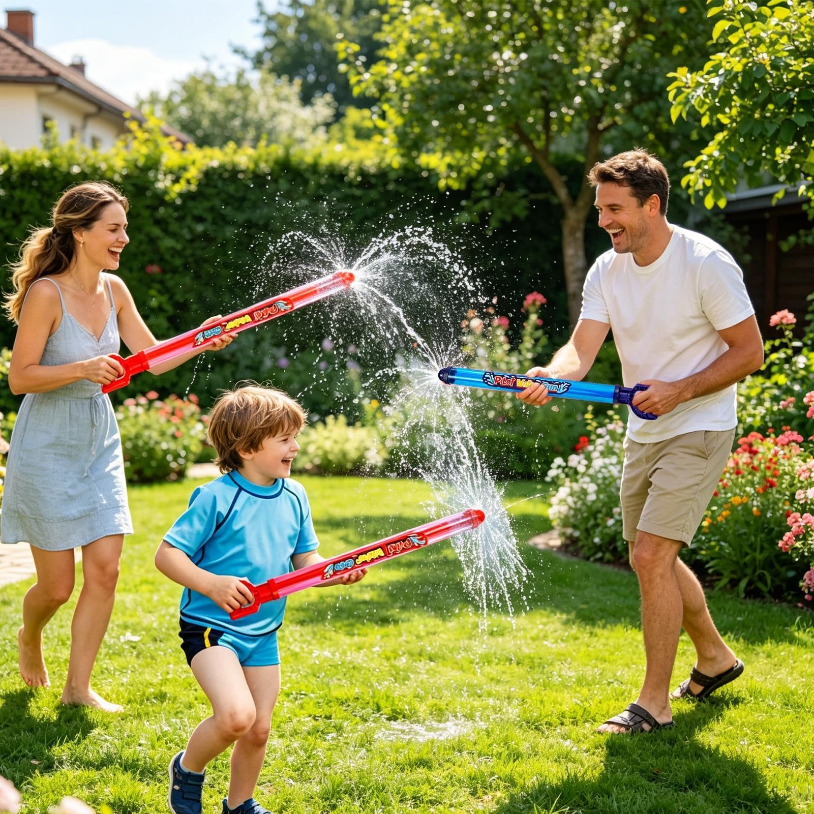 Rociador De Agua Infantil Juego De 2 Piezas De 360 Grados Interactivo Para | Pistola De Agua De Verano Infantil Para Chicos Chicas Familia Aire Libre Jardín Parque Patio Piscina Playa Baño