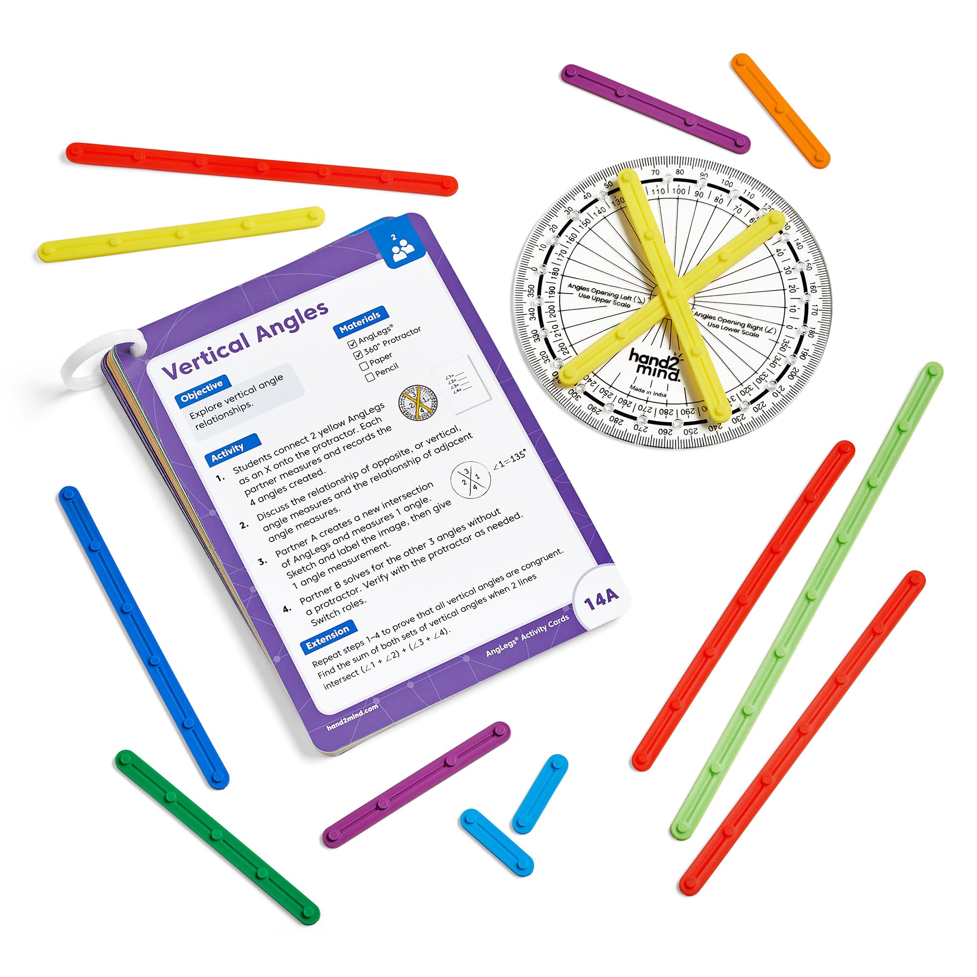 hand2mind AngLegs Classroom Set with 30 Protractors, Geometry Manipulatives, Geometric Shapes for Classroom, Montessori Math Materials, Math Teaching Tools, 4th Grade Math Manipulatives for Kids - Image 3