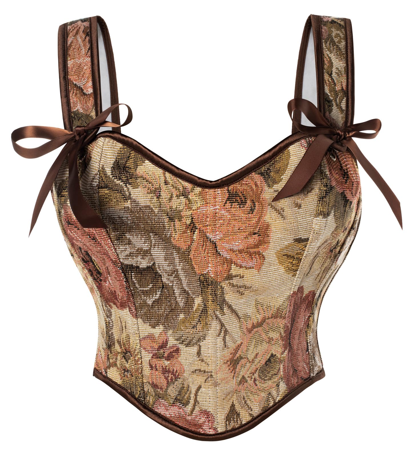 Photo 1 of Scarlet Darkness Renaissance Corset Tops for Women Sweetheart Neckline Fishbone Bodice Floral Corset with Zipper Beige Size 14