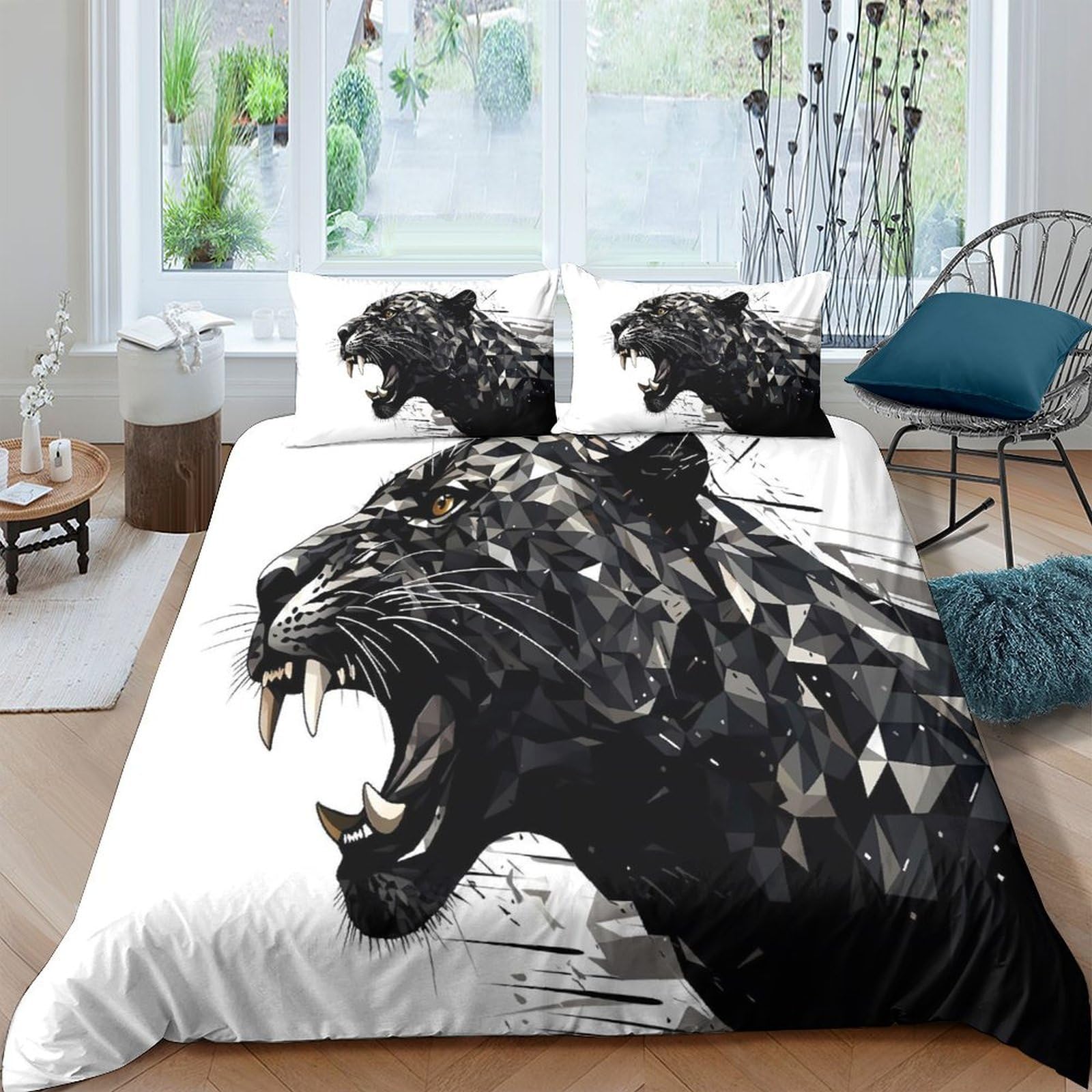 Ctjqhvkz Style-7 3D Printed Black Panther Fitted Sheet Microfiber Soft Bed Cover Modern Animal Pattern For Bedroom Decor Single（135X200cm）