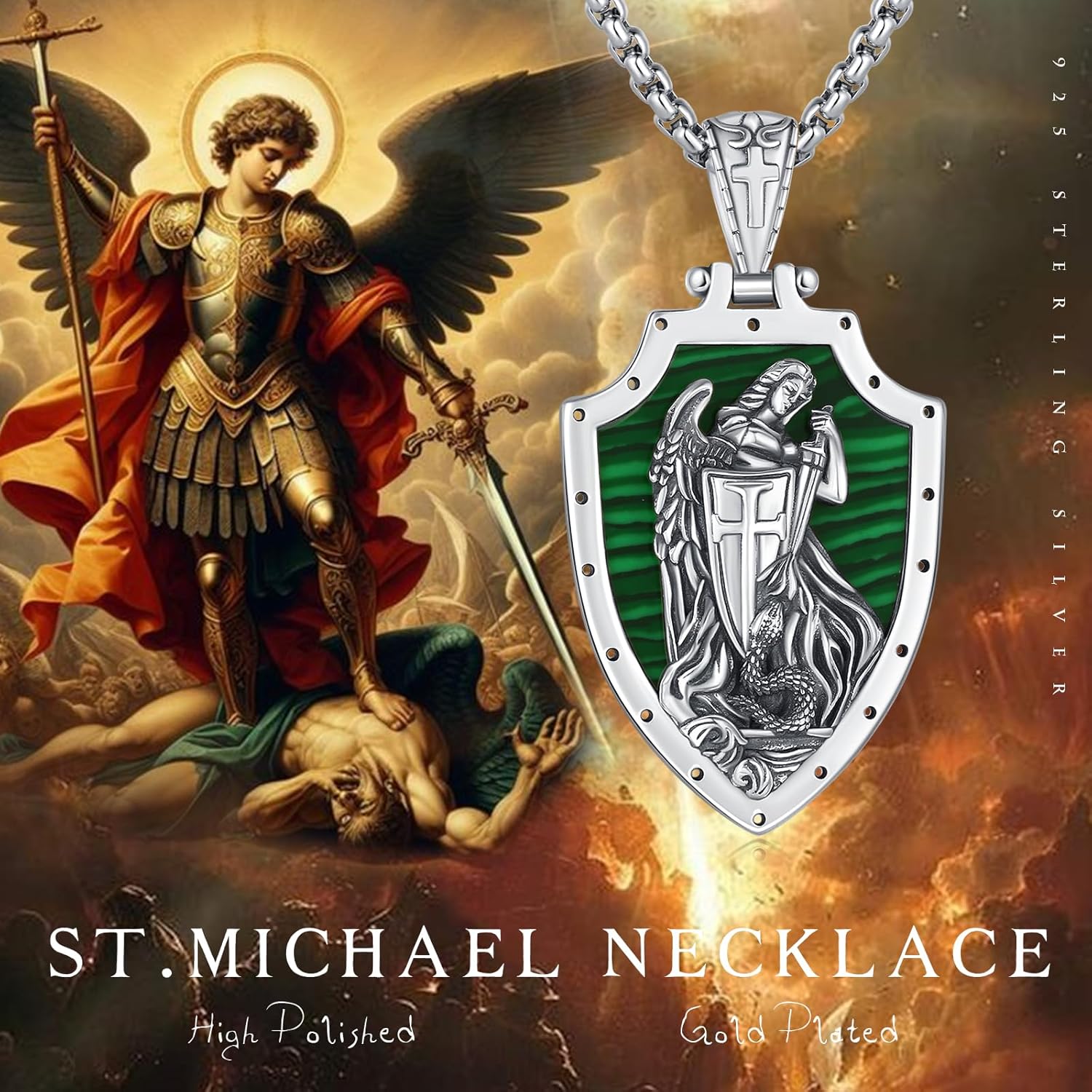 Saint Necklace 925 Sterling Silver Archangel Protection Medals Pendant Religious Amulet Jewelry for Men Women - Image 6