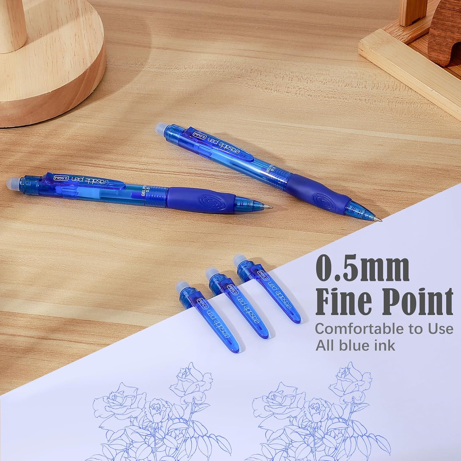 BAYTORY 16Pcs Blue Retractable Erasable Pens with Eraser Clear image 4
