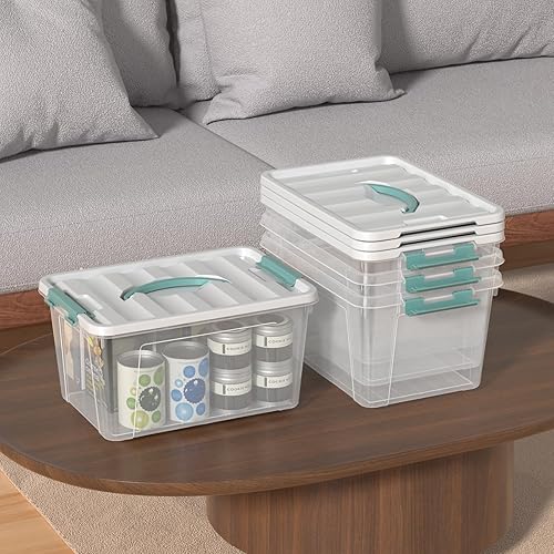 Miniatura 6 de 8 paquetes de contenedores de almacenamiento de plástico con tapas, caja de almacenamiento transparente, 14 cuartos de galón