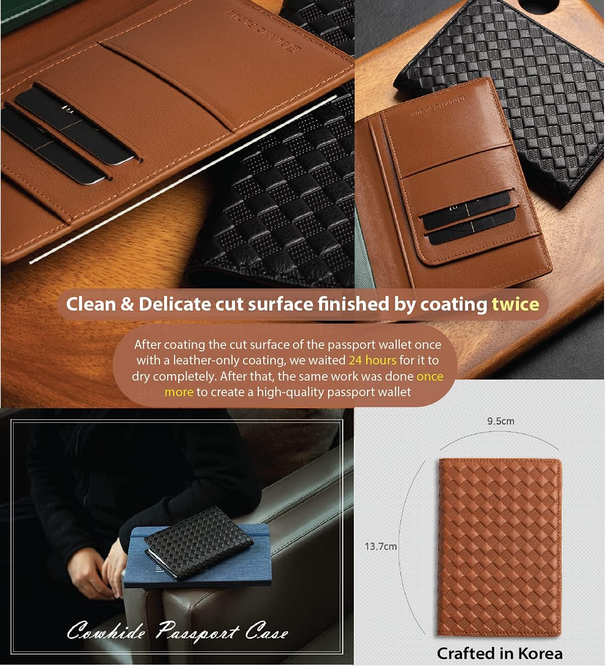 maskfactory stwees Leather Passport Wallet (style A - Rhombus, Black) (Stwees Passport Wallet) - Image 5