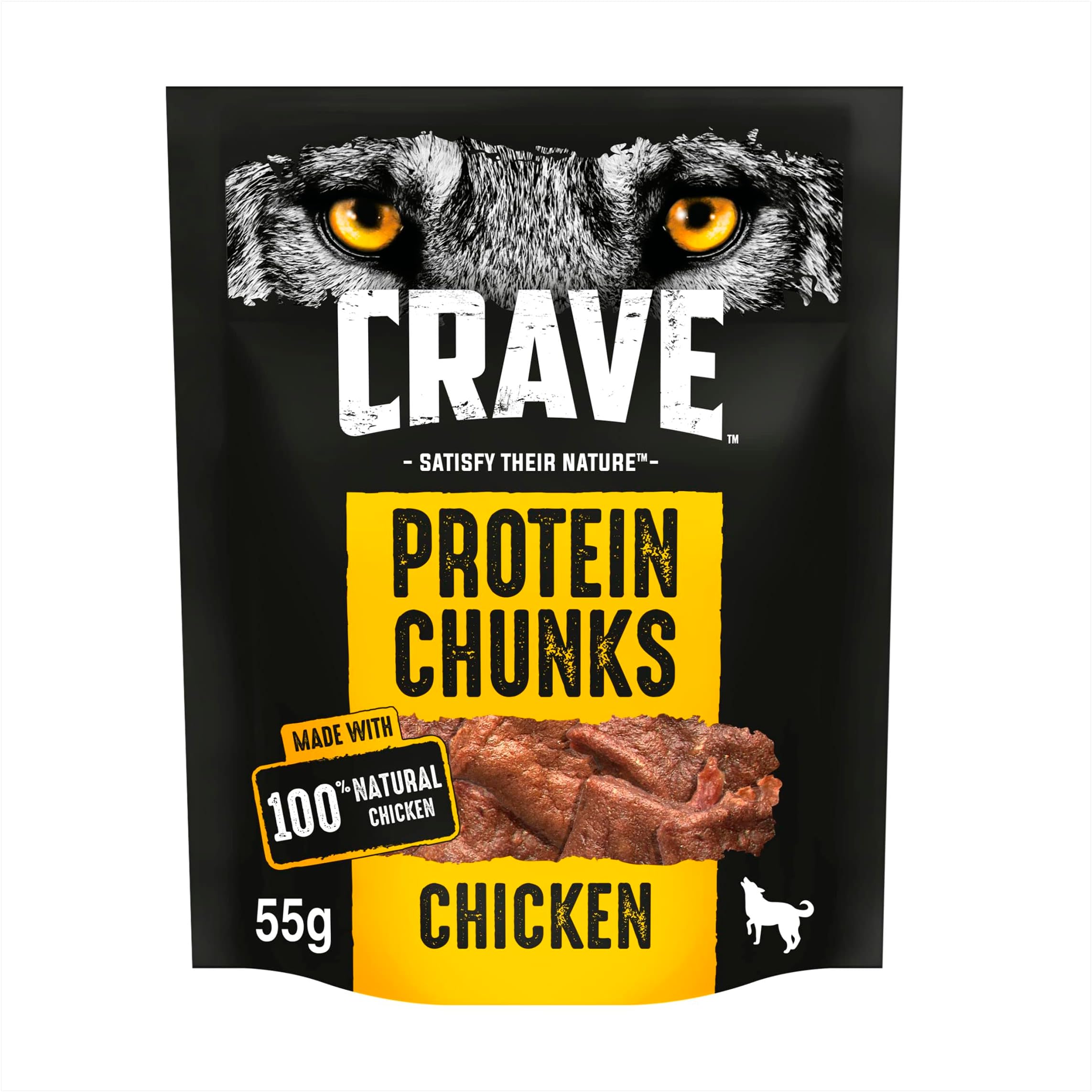 Crave Protein Chunks 6 x 55 g Snacks, Dog Treats Chicken with high Protein, Grain-free