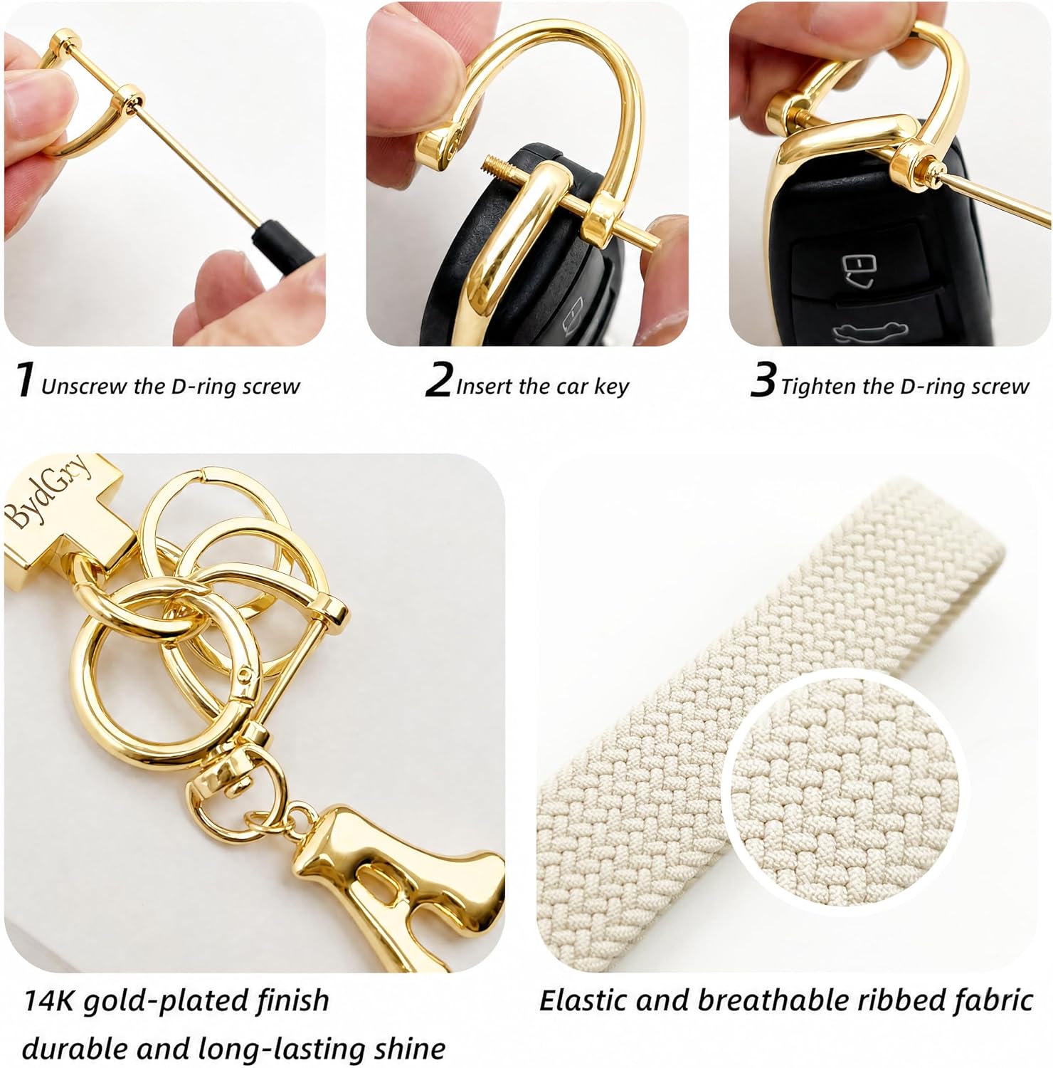 Stretchy Wristlet Initial Keychain, Key Chains Women Cute with Keyring, Llaveros para Mujer, Car Key Accessories image 4