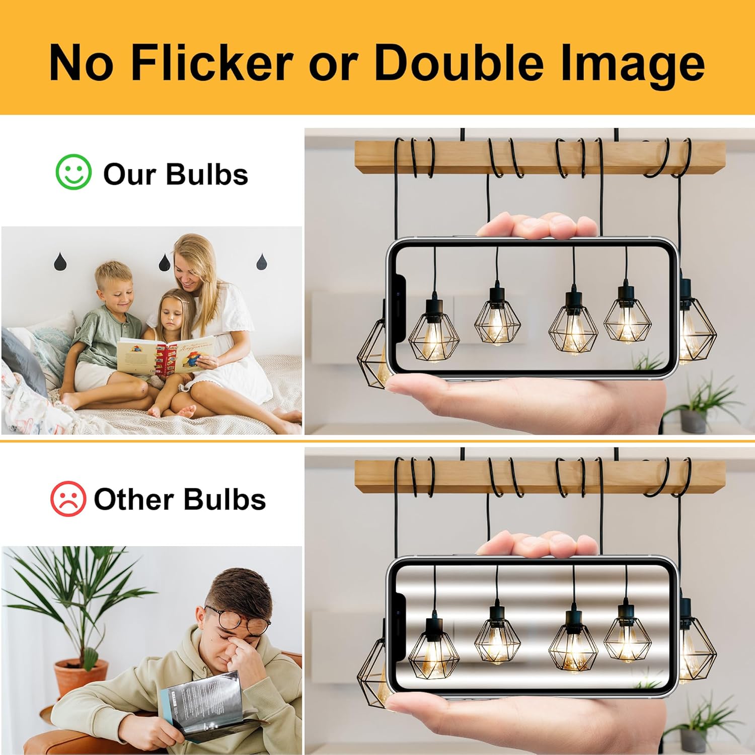 E26 LED Edison Bulbs 6W, Equivalent 60 Watt Incandescent, Dimmable Vintage Led Filament Bulbs, Warm White 2700K, CRI 85+, E 26 Medium Base, Clear Glass, ST58, Pack of 6