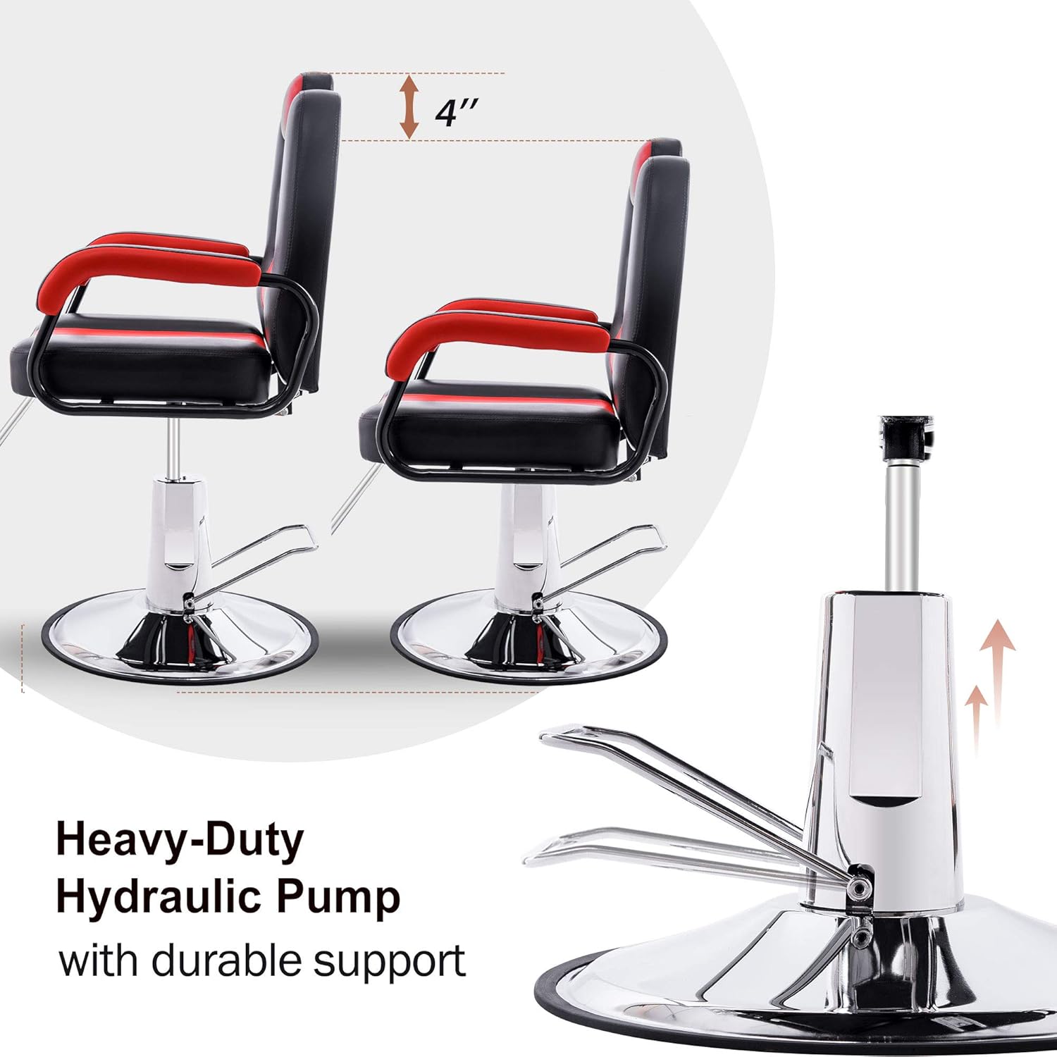 Merax Hydraulic Recliner Barber Chair for Hair Salon with 20% Extra Wider Seat & Heavy Duty Hydraulic Pump, 2021 Upgraded Salon Beauty Equipment (Black & Red). : Beauty & Personal Care