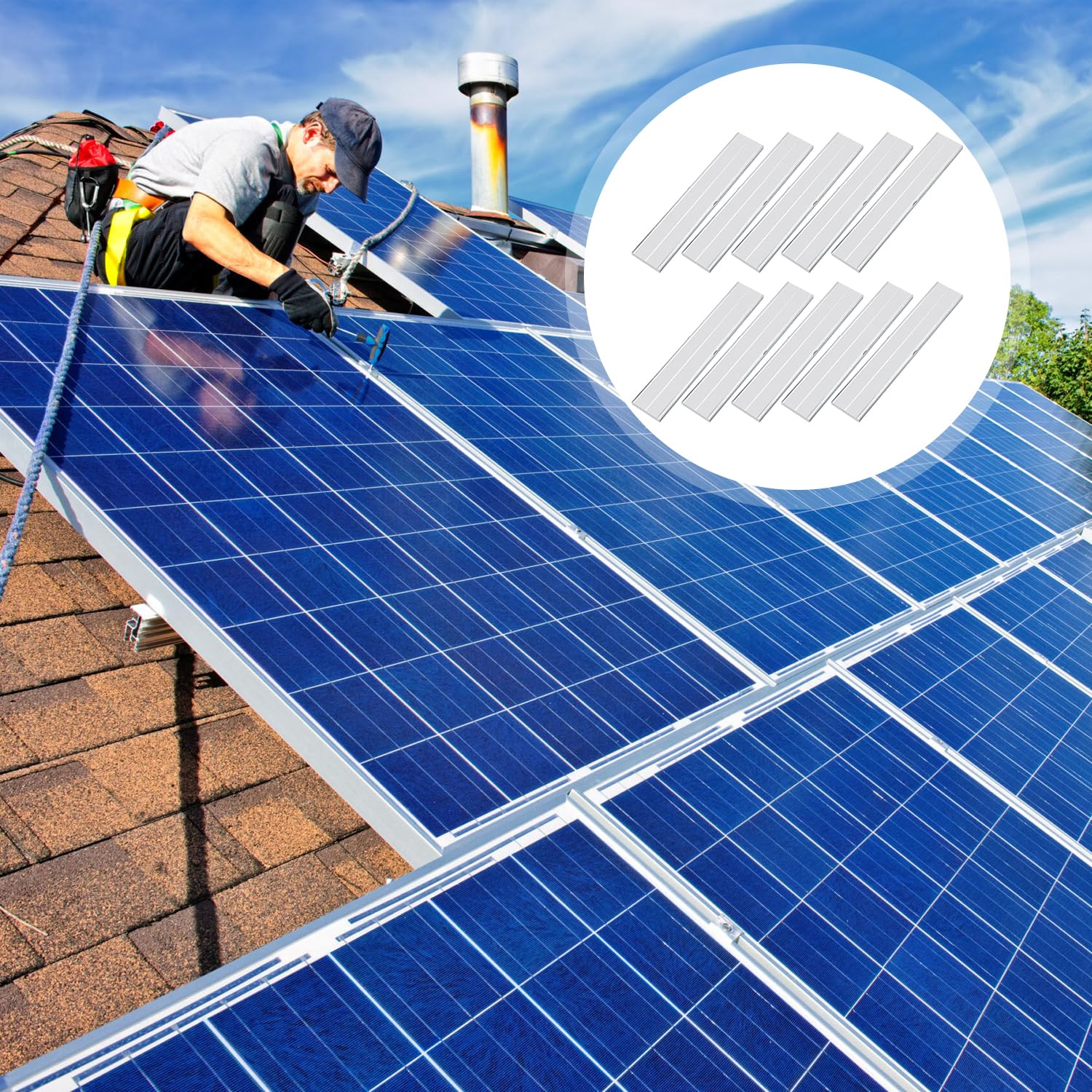 10 Stück Solar Schiene Photovoltaik Verbinder, Korrosionsbeständig und Langlebig, Schienenverbinder zur Montage Aluprofil 40x40 mm, Verlängerungen für Aluminiumprofile für PV-Anlagen (Silber)
