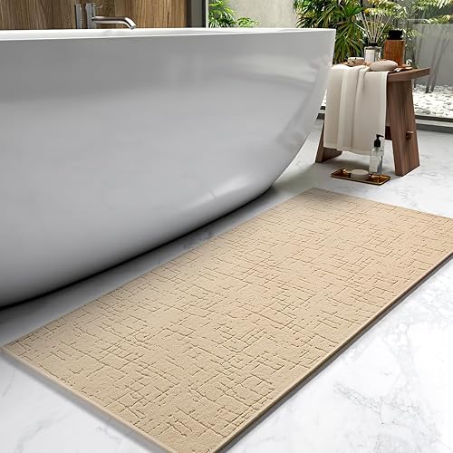 AMOAMI - Tapete de baño absorbente de secado rápido, tapetes de baño con parte trasera de goma lavable para alfombras de baño para debajo de la