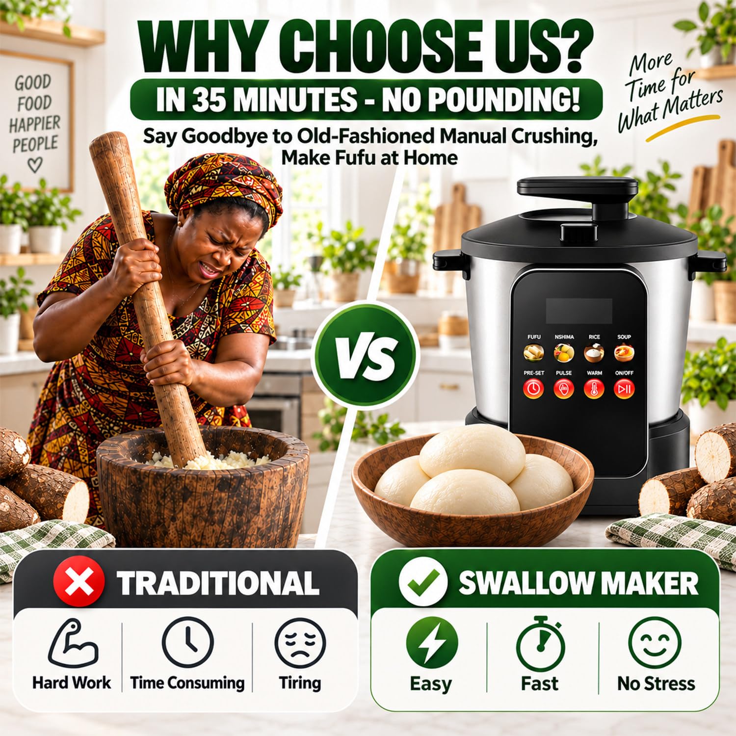 Robot Culinaire Africain, Machine à Fufu, Machine à Fufu électrique 6l