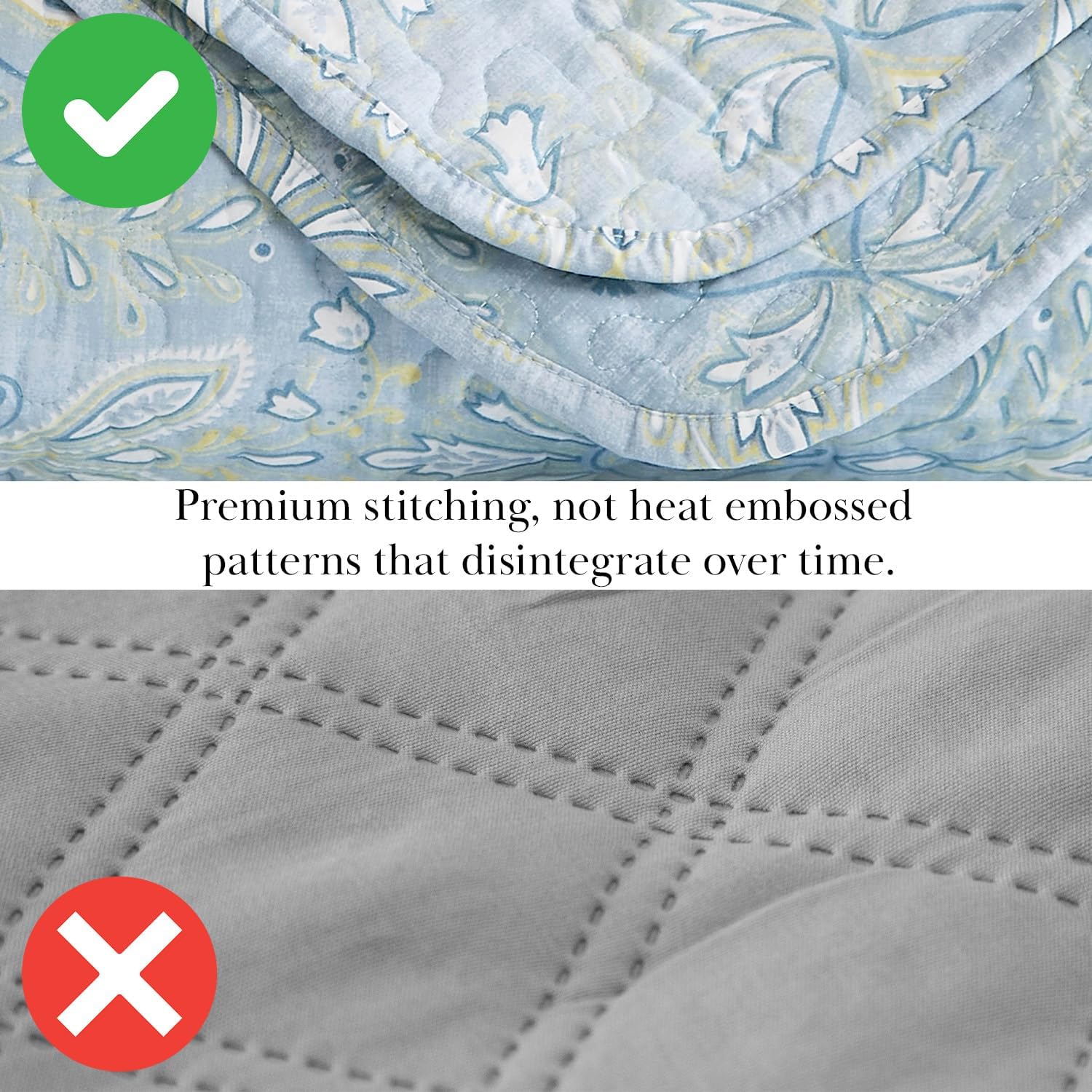 Southshore Fine Living, Inc. Boho Quilt Set, Lightweight Bedspread, Summer Coverlet, 3-Piece Paisley Bedding Set with Two Matching Pillow Shams, California King Quilts, Blue Paisley - Image 5