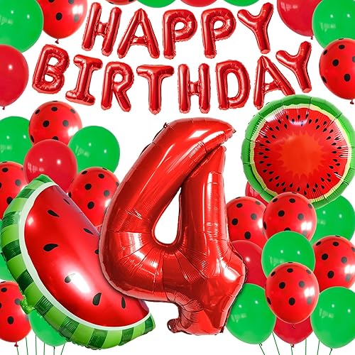 19 globos de suministros de fiesta de cumpleaños con temática de sandía, decoración de fiesta de cumpleaños temática de frutas de verano de 40