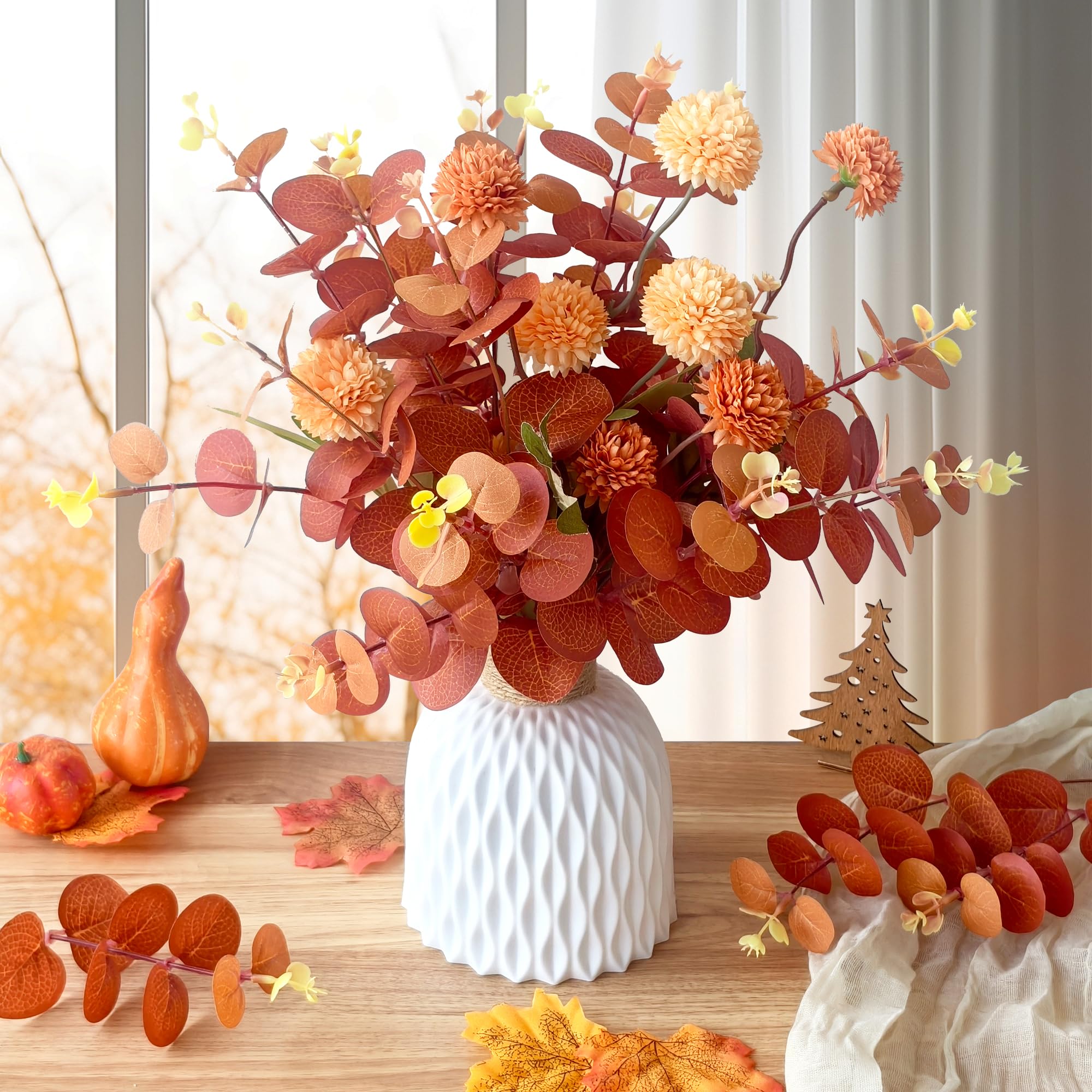 ROLLWAY Lot De 6 Paquets De Fleurs Artificielles D'automne - Fleurs Artificielles - Décoration D'automne - Bouquet D'automne - Branches D' Automne - Fleurs En Soie - Résistant Aux Intempéries