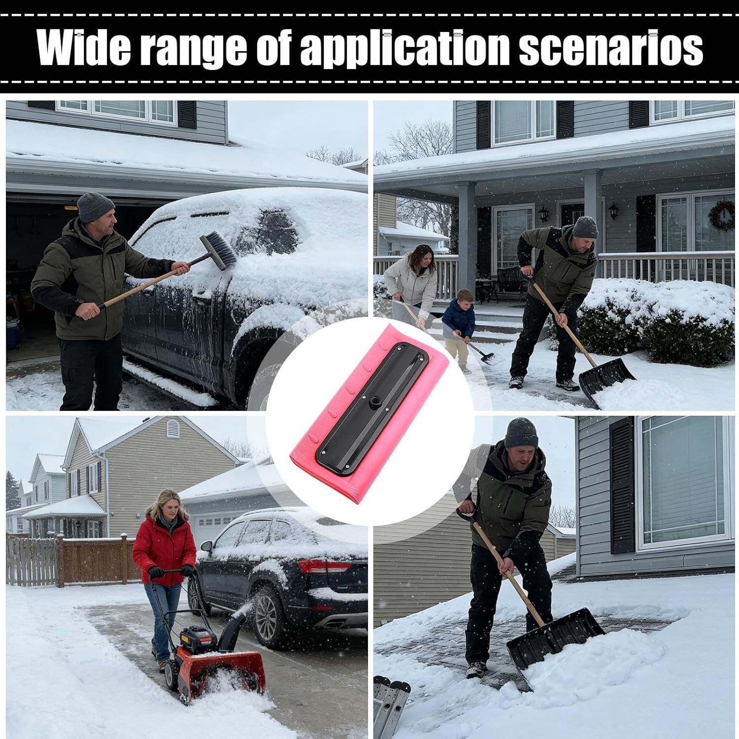 3 Pieces Snow Roof Rake, Foam Broom Scraper, Lightweight Telescopic Push Rake, Winter Snows Removal Tool for Vehicle Garage Roof Lawn Backyard Home Driveway Outdoor
