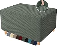 Vista 20 de YEMYHOM - Funda para otomano, diseño Jacquard más reciente, alta elasticidad, plegable, protector para reposapiés, funda extraíble rectangular Café