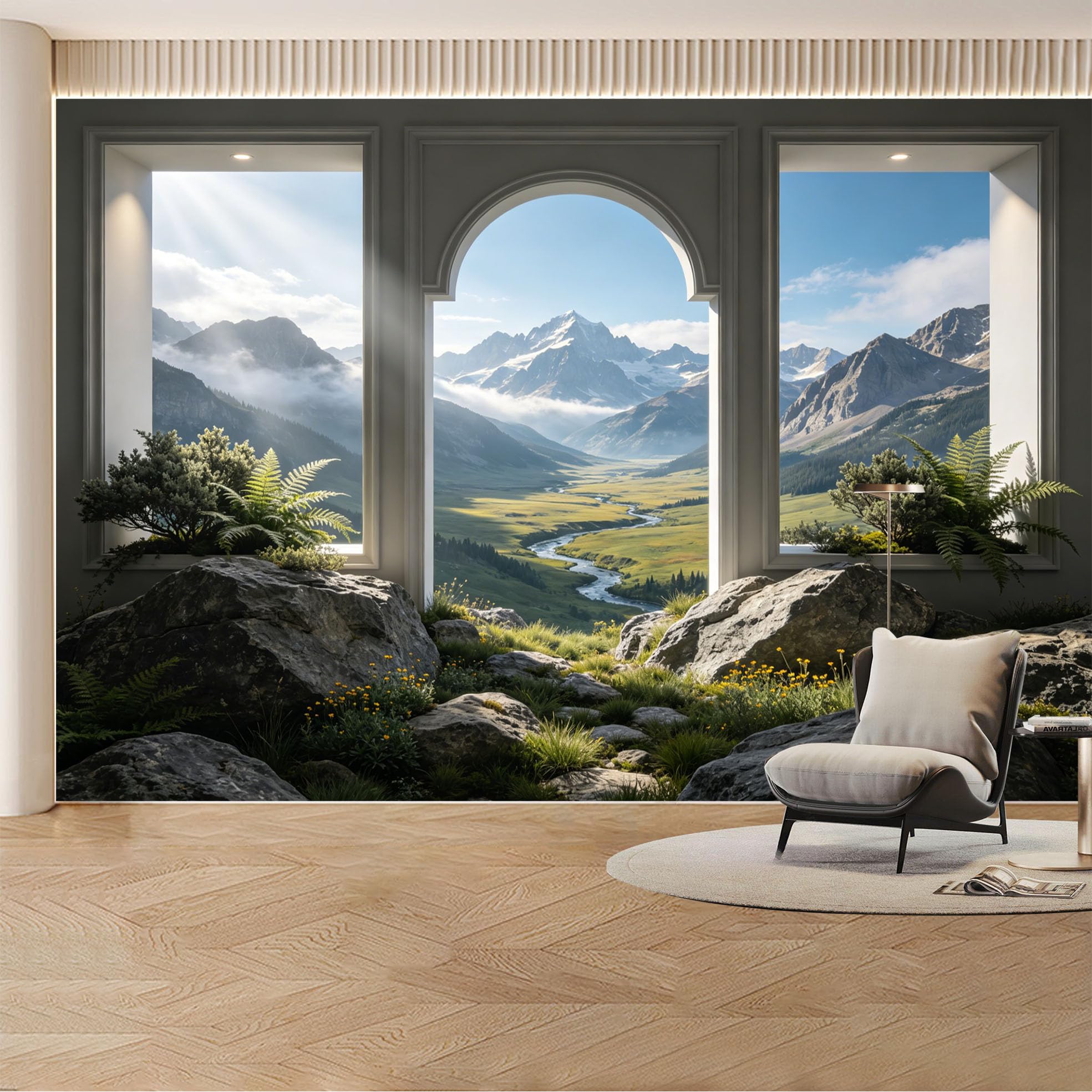 Custom Wall Mural Wallpaper Ocean Night Landscape Nature 3D Effect Wall Decor Large Wall Art Tropical Luxury Misty Removable SelfAdhesive Large Photo for Living Room， Bedroom， Office