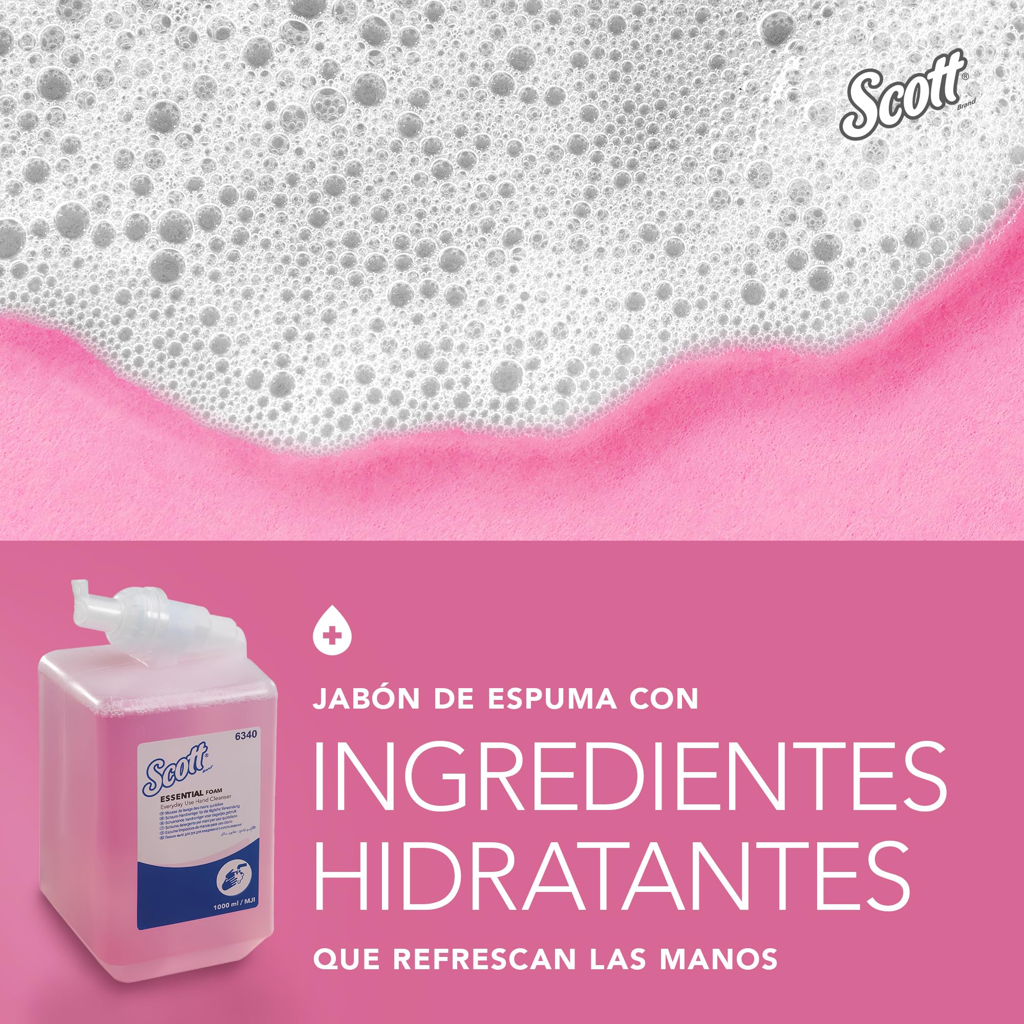 Scott Essential Gel de Manos en Espuma 6340, Color Rosa, Perfumado, 6 Recambios x 1 Litro (6 total)